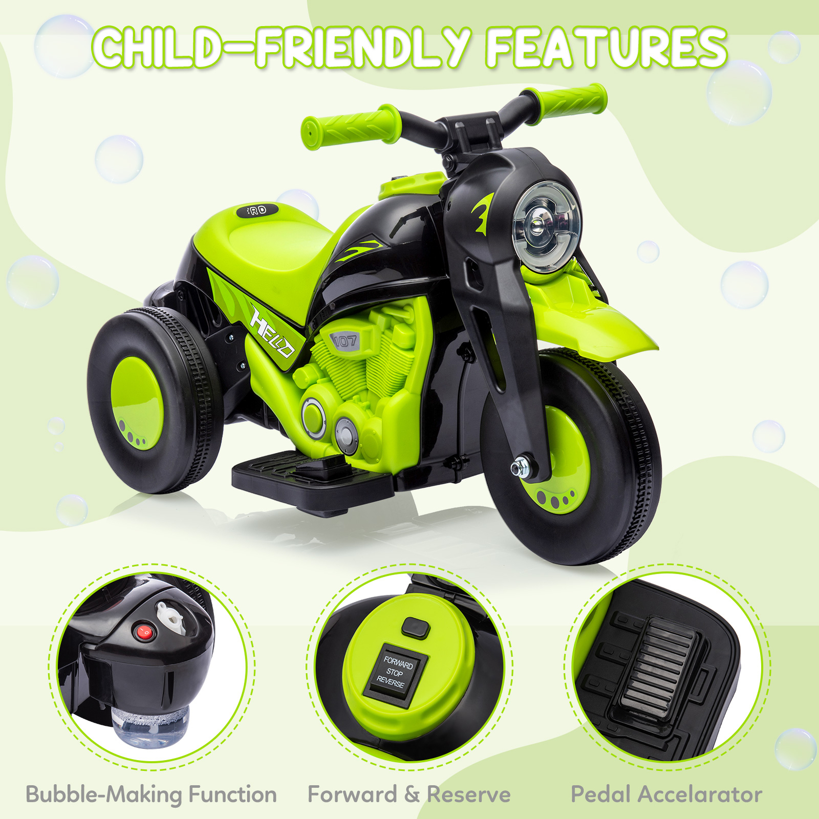 Kids Electric Motorcycle 6V Battery Powered Ride On Motorbike Toy for Boys Girls