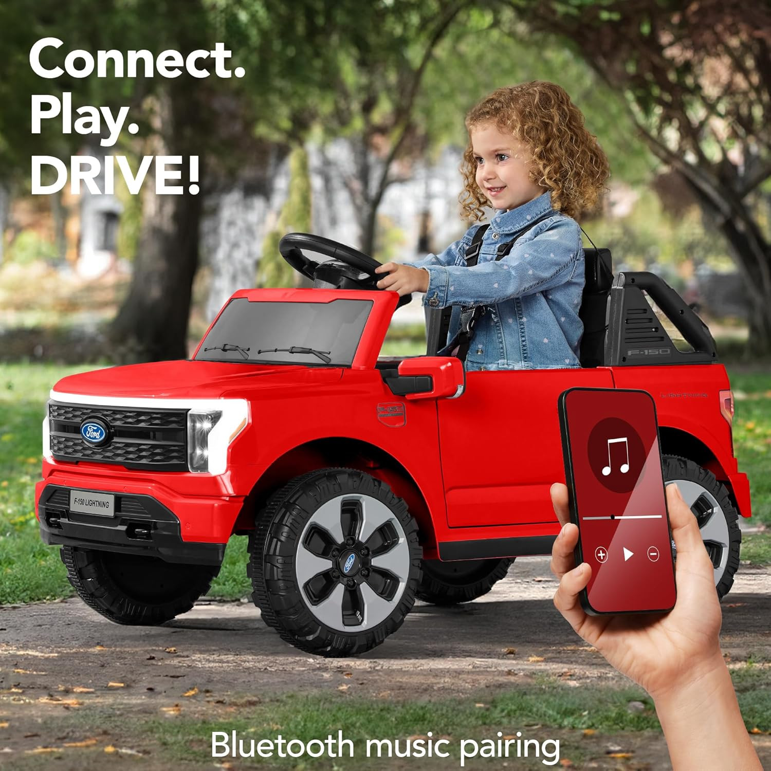 Ford F-150 Lightning 12V Electric Ride-On Truck for Kids – Red, Bluetooth, Paren