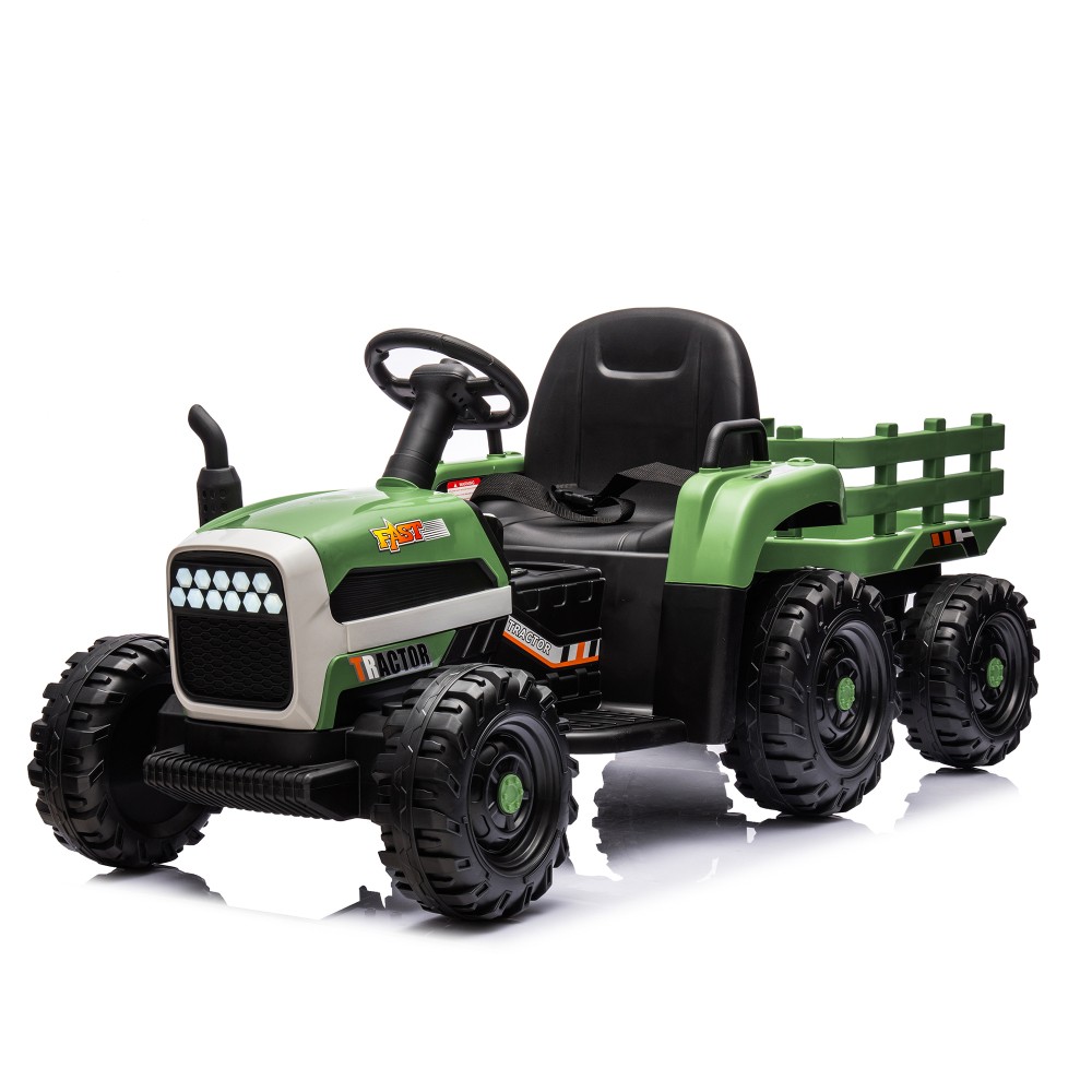 Kids Ride On Tractor w/Trailer 24V Battery Powered Electric Vehicle Toys Remote