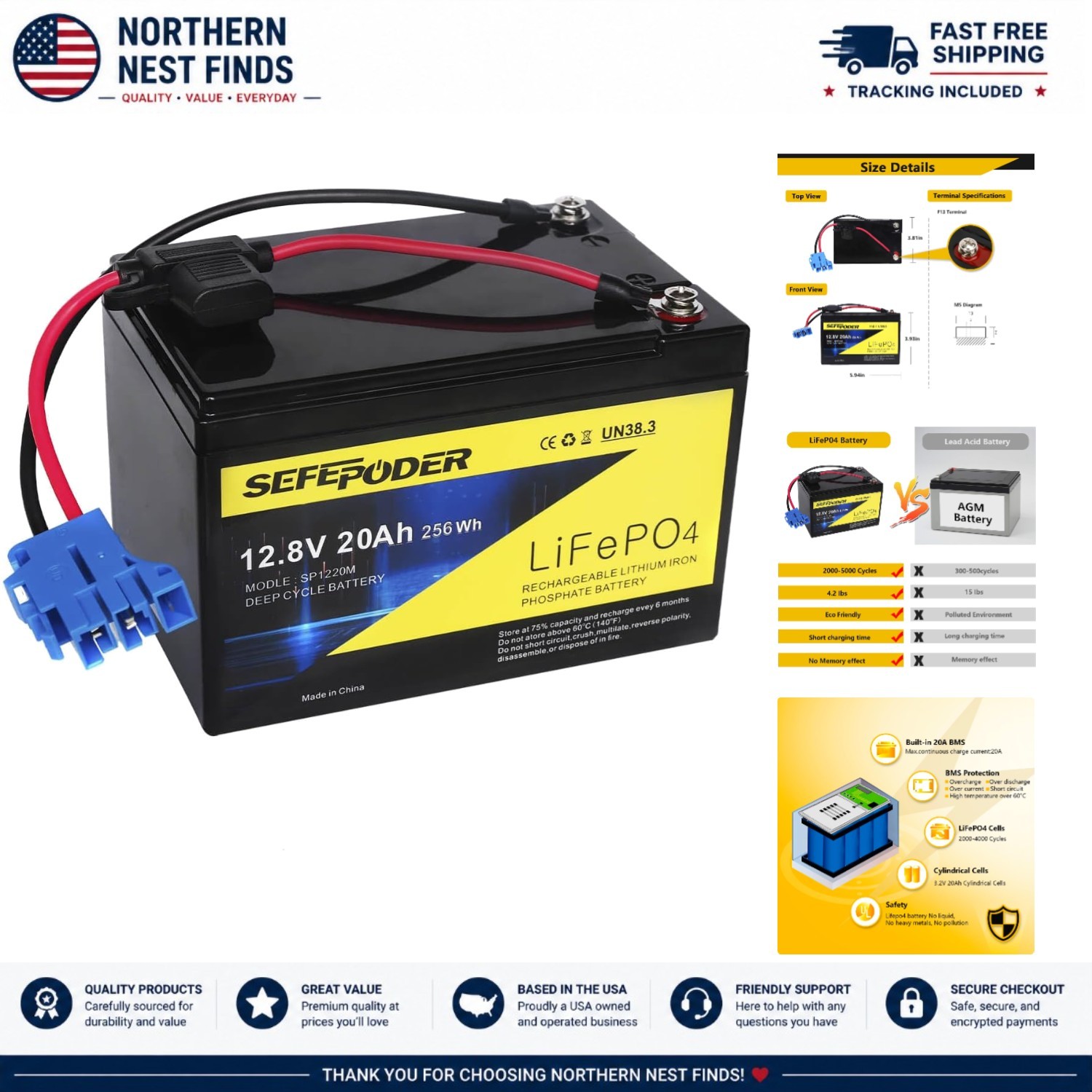 12V 20Ah LiFePO4 Replacement Battery for Peg Perego Ride-On Toys – Safe, Durable
