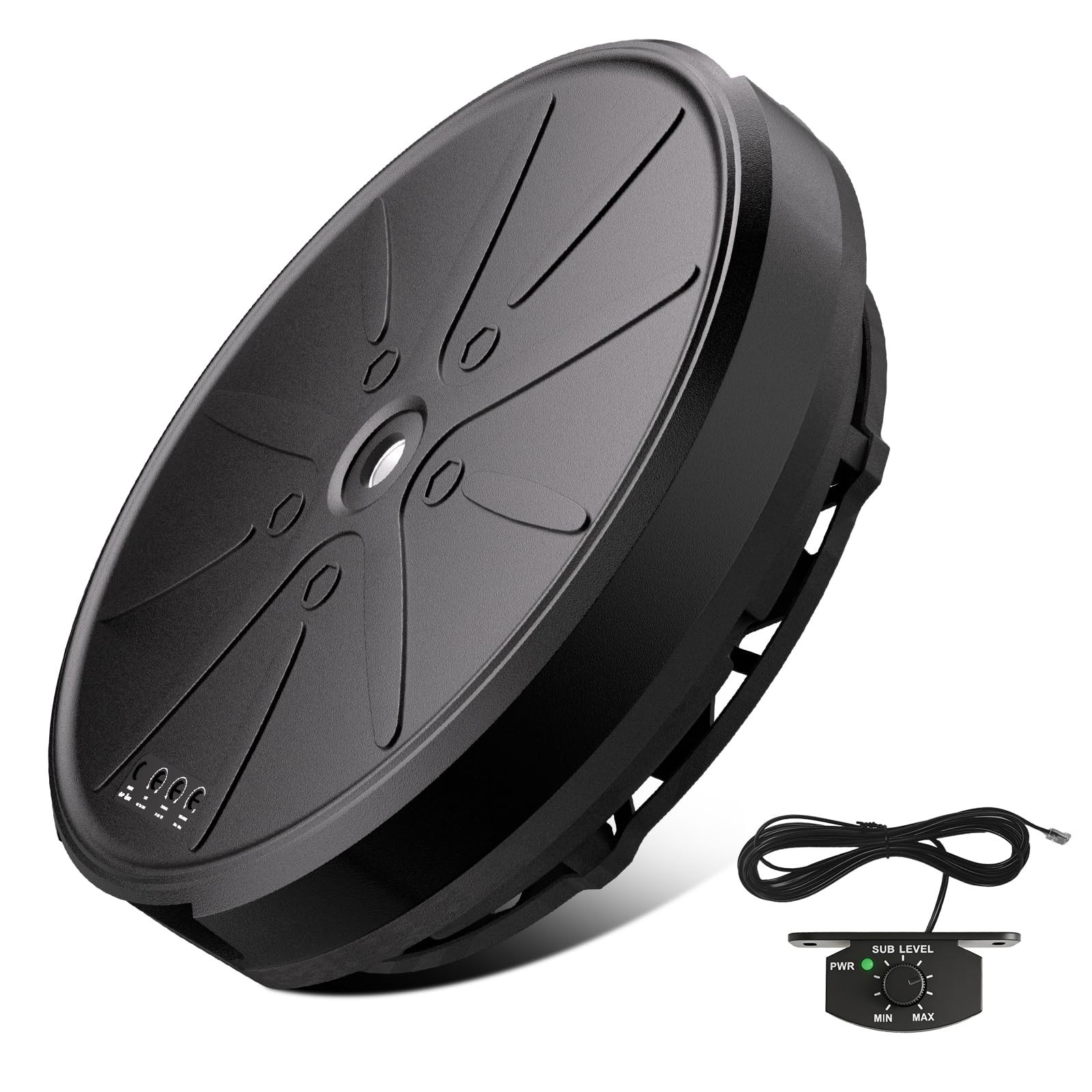1200W Powered 12″ Car Subwoofer, Deep Bass, Anti-Theft Spare Tire Design, Plu…