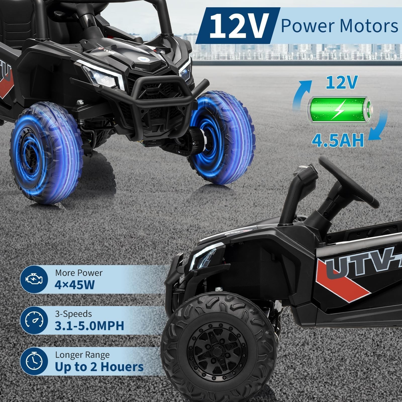 12V Kids 2WD Switchable Ride On Car Truck Electric Off-Road UTV with Remote