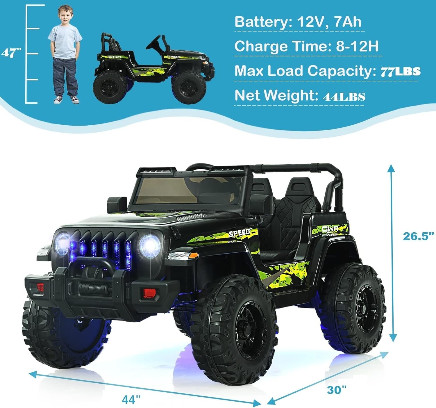 Electric Ride On Truck for Kids – Bluetooth, Music & Safety Features