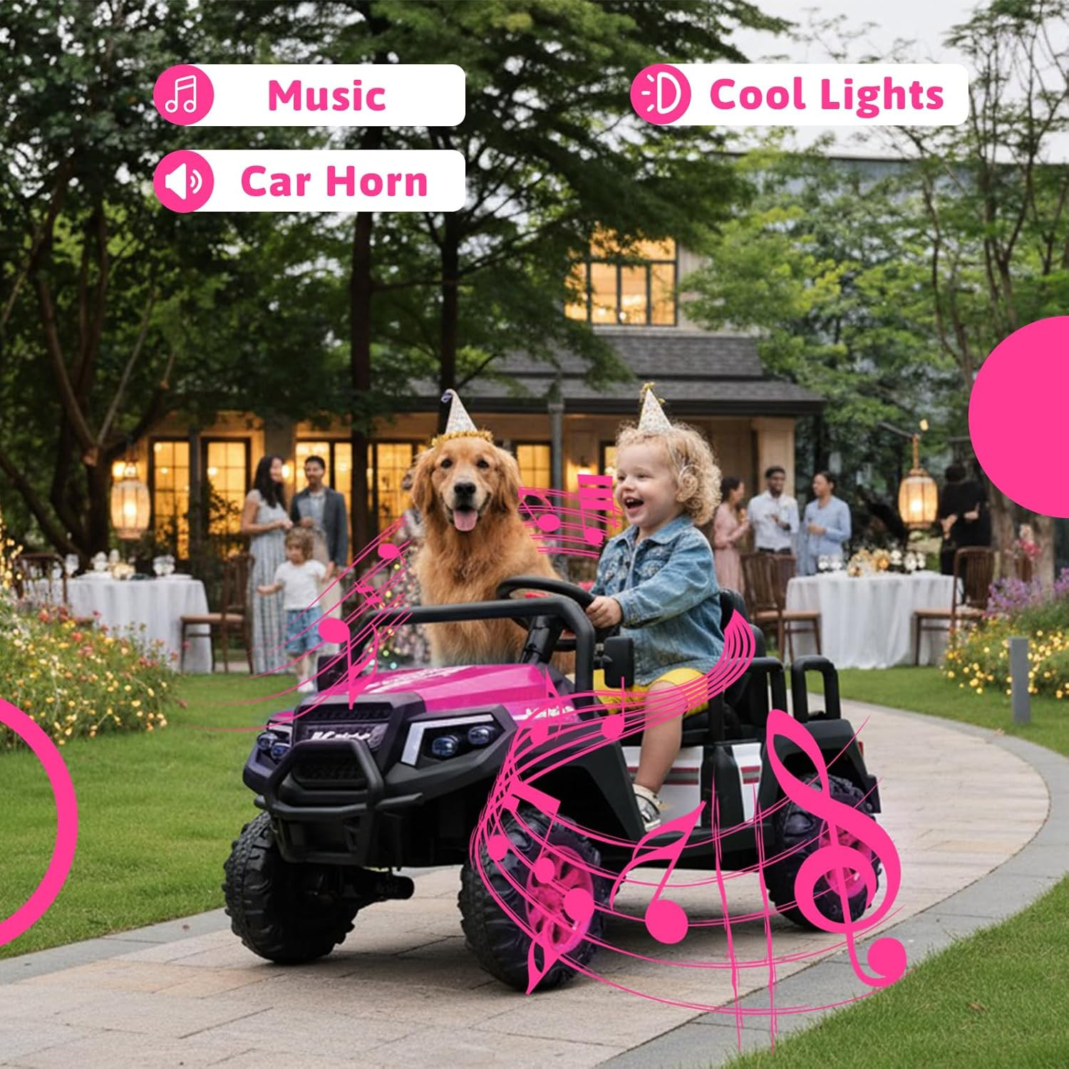 Electric Car for Kids, 24V 4 Seater Ride on Toys W/Parent Remote, 4 Wheeler Susp