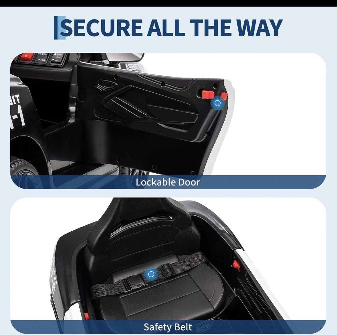 Police Car Ride on Electric Car for Kids,Battery Powered Ride-on Toys Cop Cars