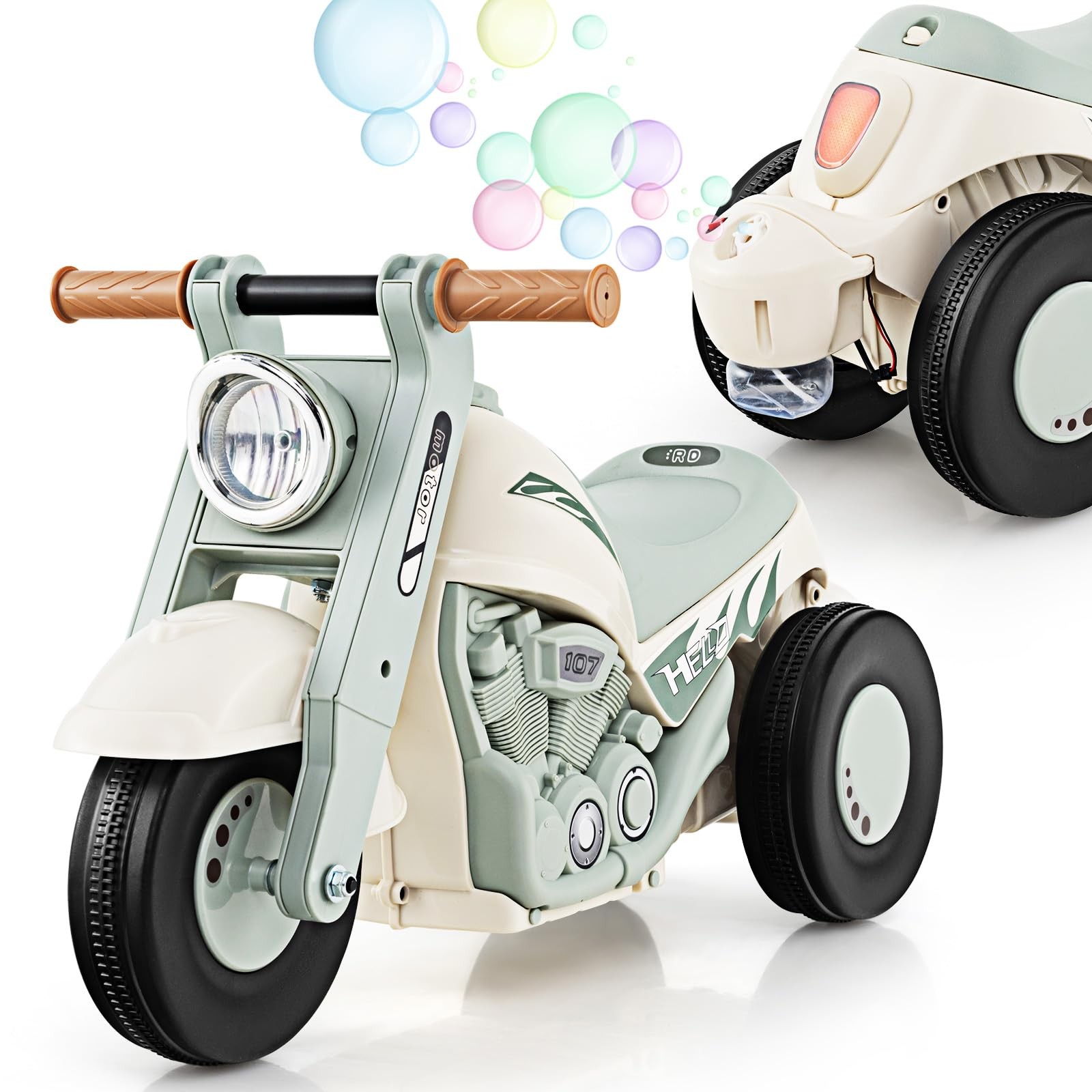 Push Car Sliding Car w/ Bubble Maker Foot-to-Floor Sliding Car Ride on Toys Gift