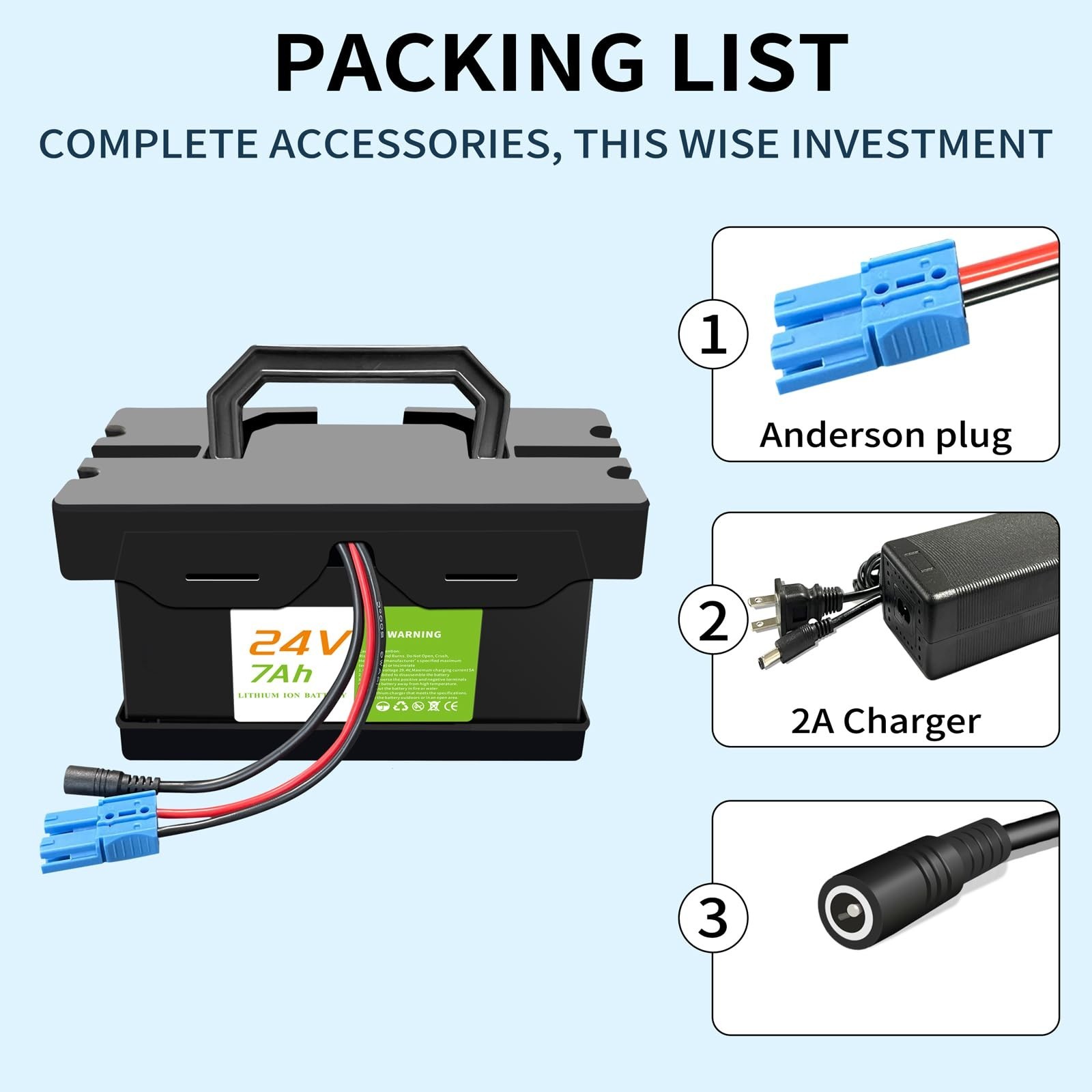 24V Lithium Battery 7Ah/12Ah for Ride-On Cars & Power Wheels, Lightweight, Long-