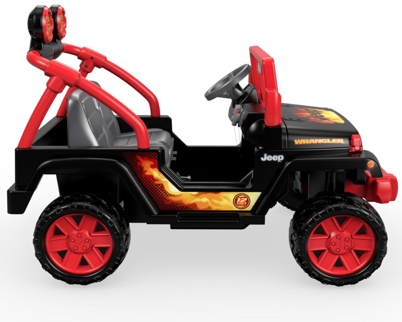 Power Wheels 12V Tough Talking Jeep Powered Ride-On – Black/Red FFR92-9993