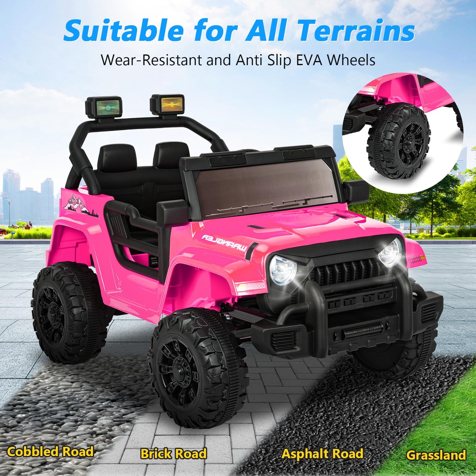 Hlivelood 12V Kids Electric 36.7 inches x 21.7 x 24.4 inches, Pink