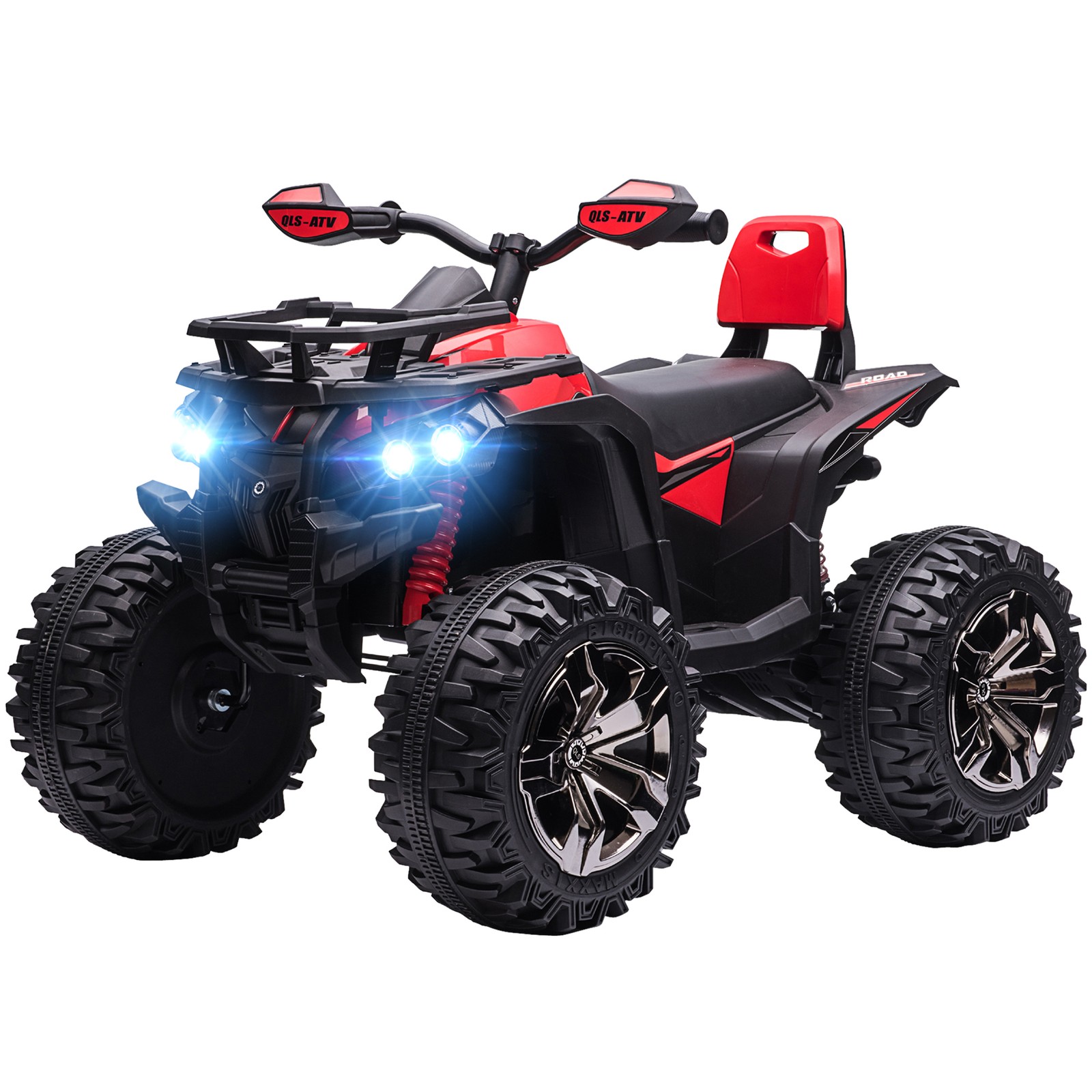 Aosom 12V Kids ATV Quad Car Toy with Music & Headlights, Red
