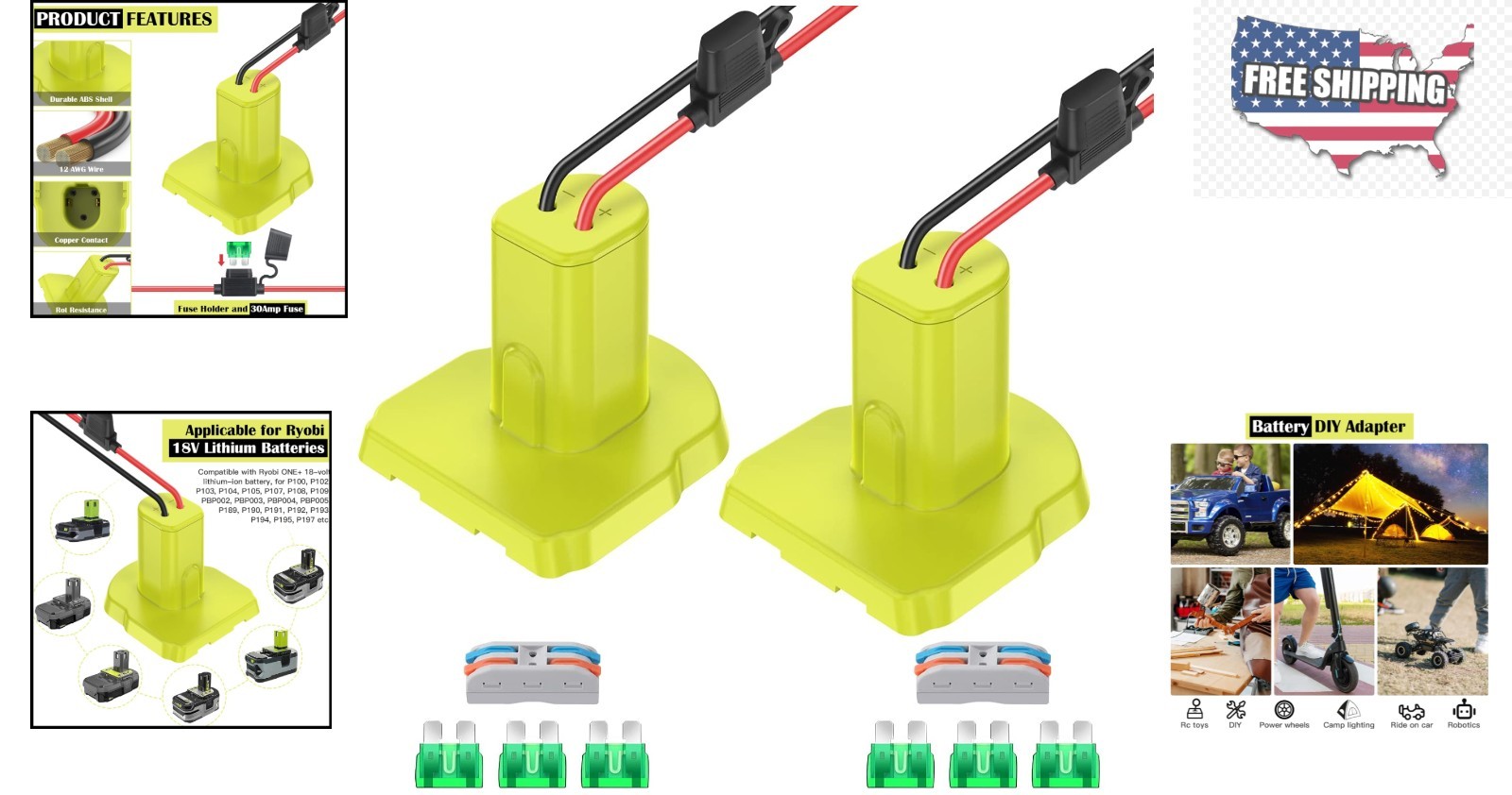 Comprehensive 2-Pack Battery Adapter for Ryobi 18V – Perfect for DIY Projects