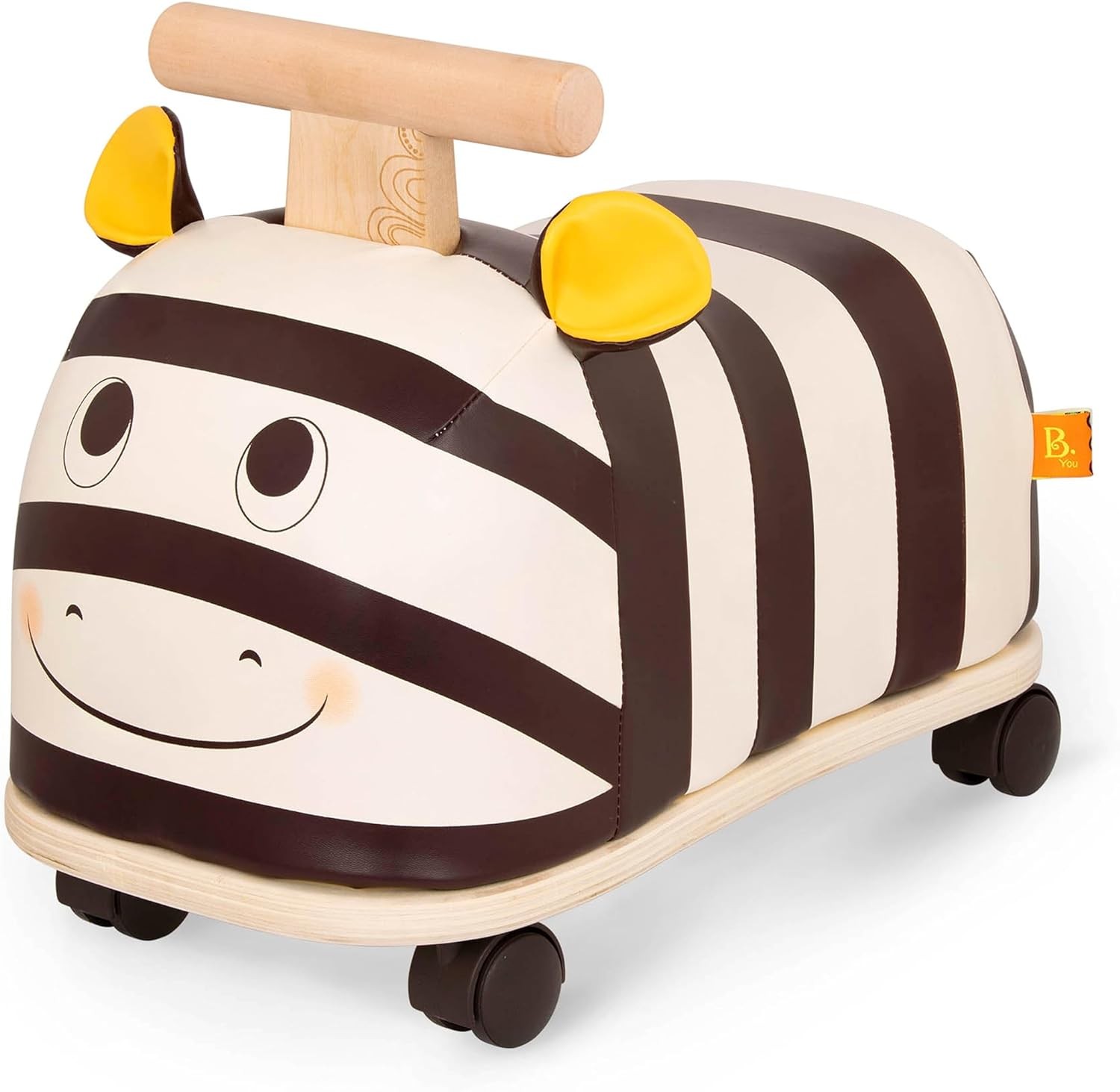 B. toys – Ride – On Zebra – Ride – On Toy for Toddlers – Soft Seat – Wooden Toys