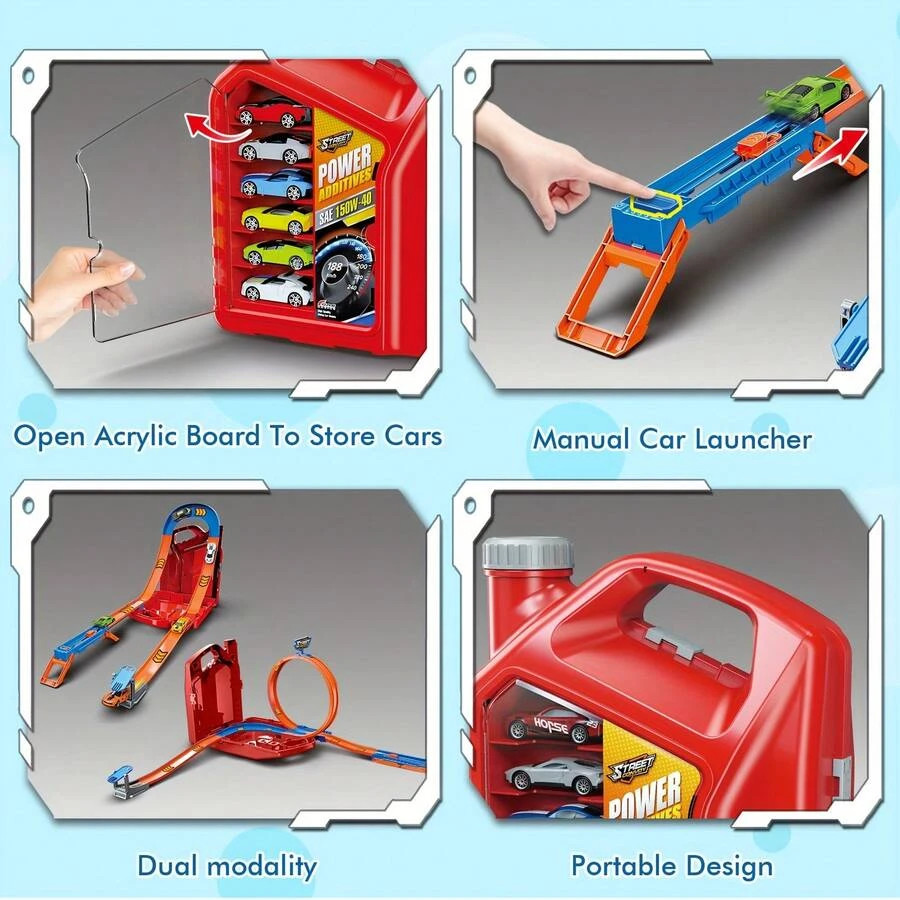 Kids Car Racing Track Set Ages 3-7 Loop Ramp 4 Crash Zones