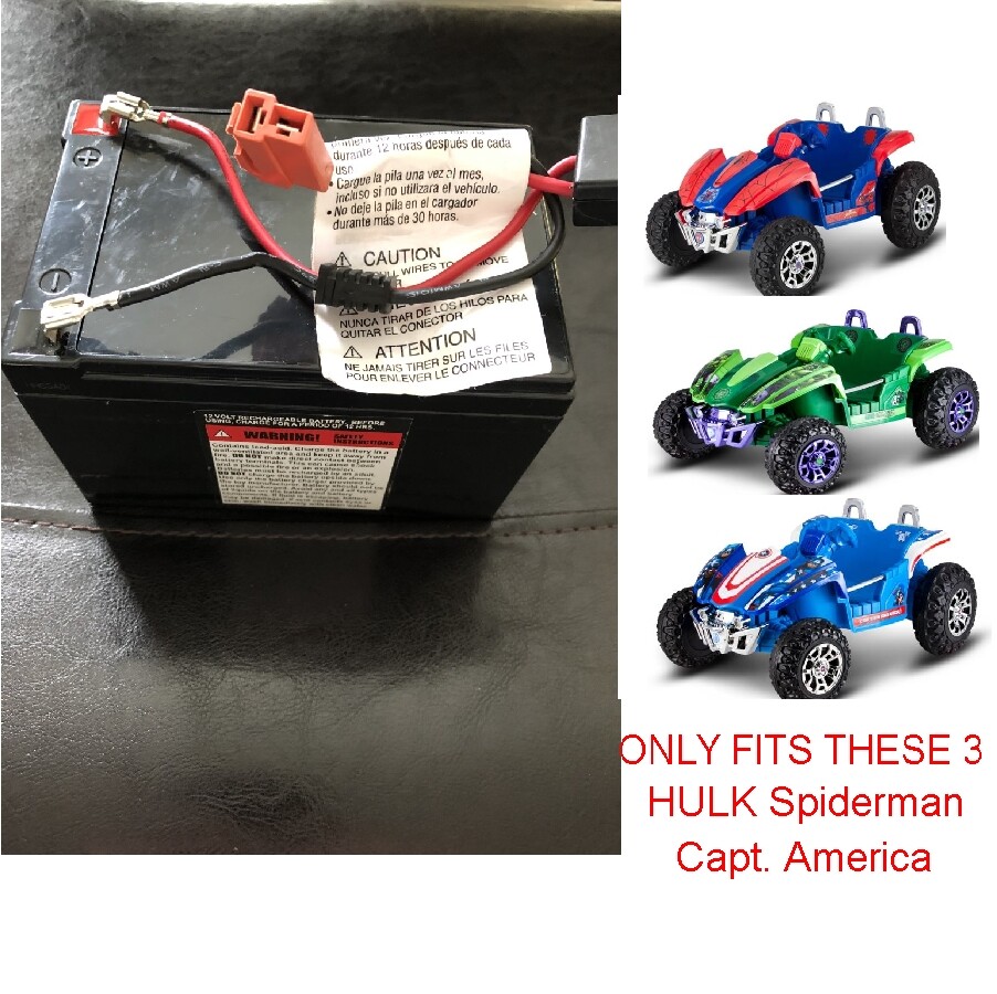 12V Replacement Battery w. Red Clip for Kid Trax Spiderman Hulk Dune Buggy Ride