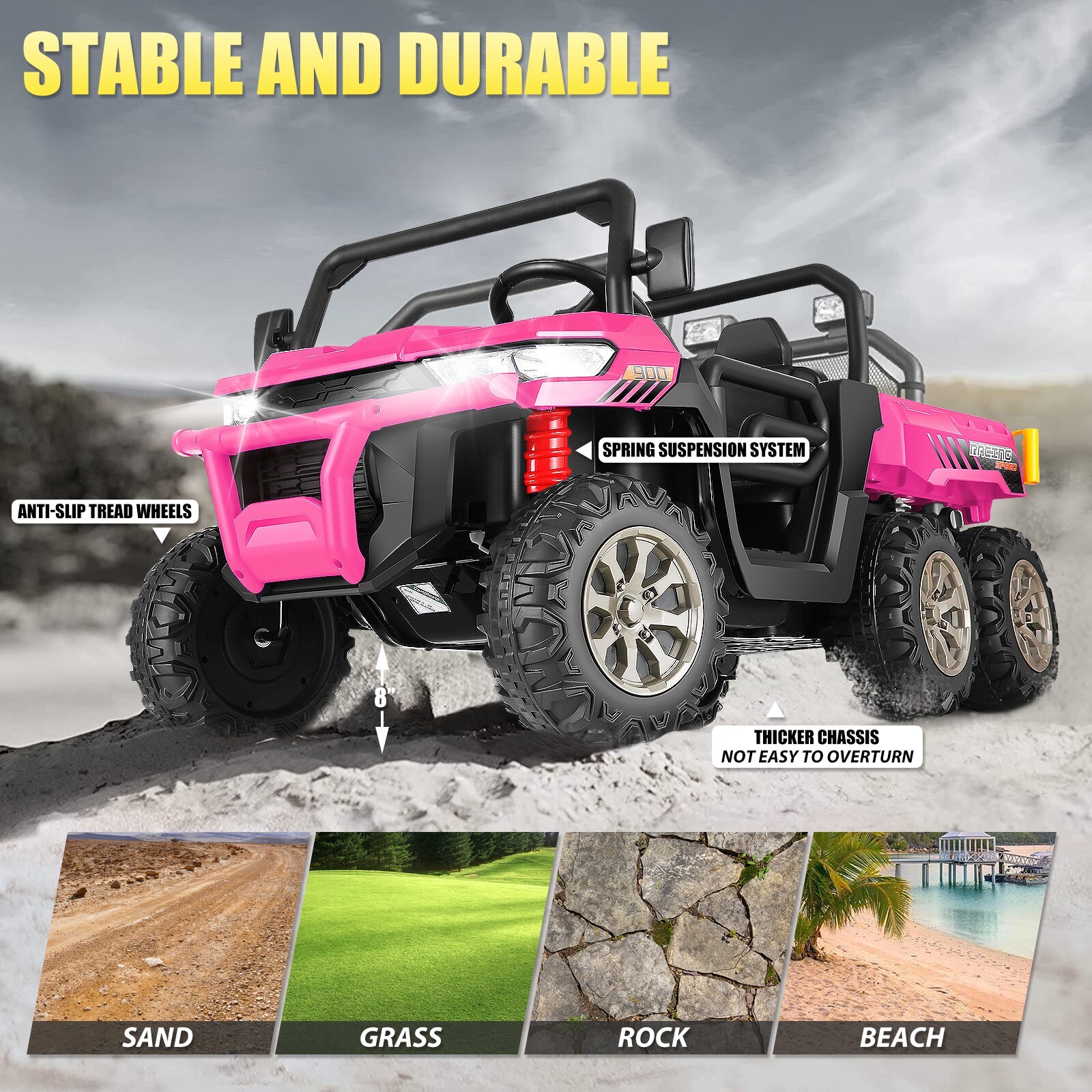 Electric 24V Battery Powered 4WD Kid Ride On Car Toys 2-Seat Dump Truck 6-Wheels