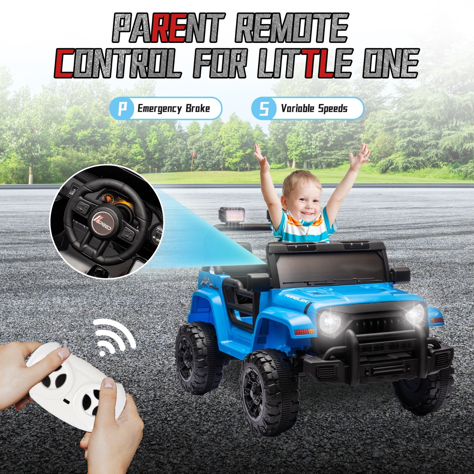 12V Electric Ride On Toys Jeep UTV Car for Kids w/Remote, Battery Powered Wheels