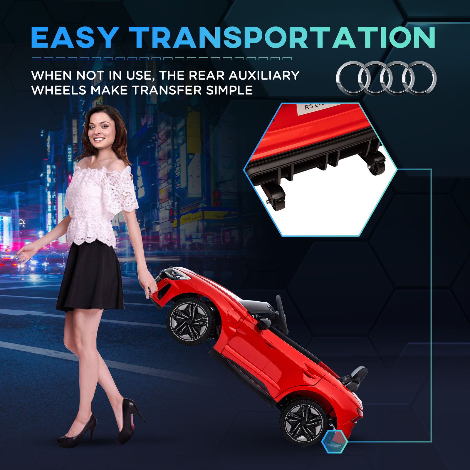 Licensed Audi 12V Electric Ride on Car with Remote Control, Horn Honking, Red