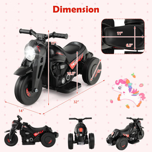 6V Kids Electric Ride on Motorcycle with Bubble Maker and Music-Black – Color: B