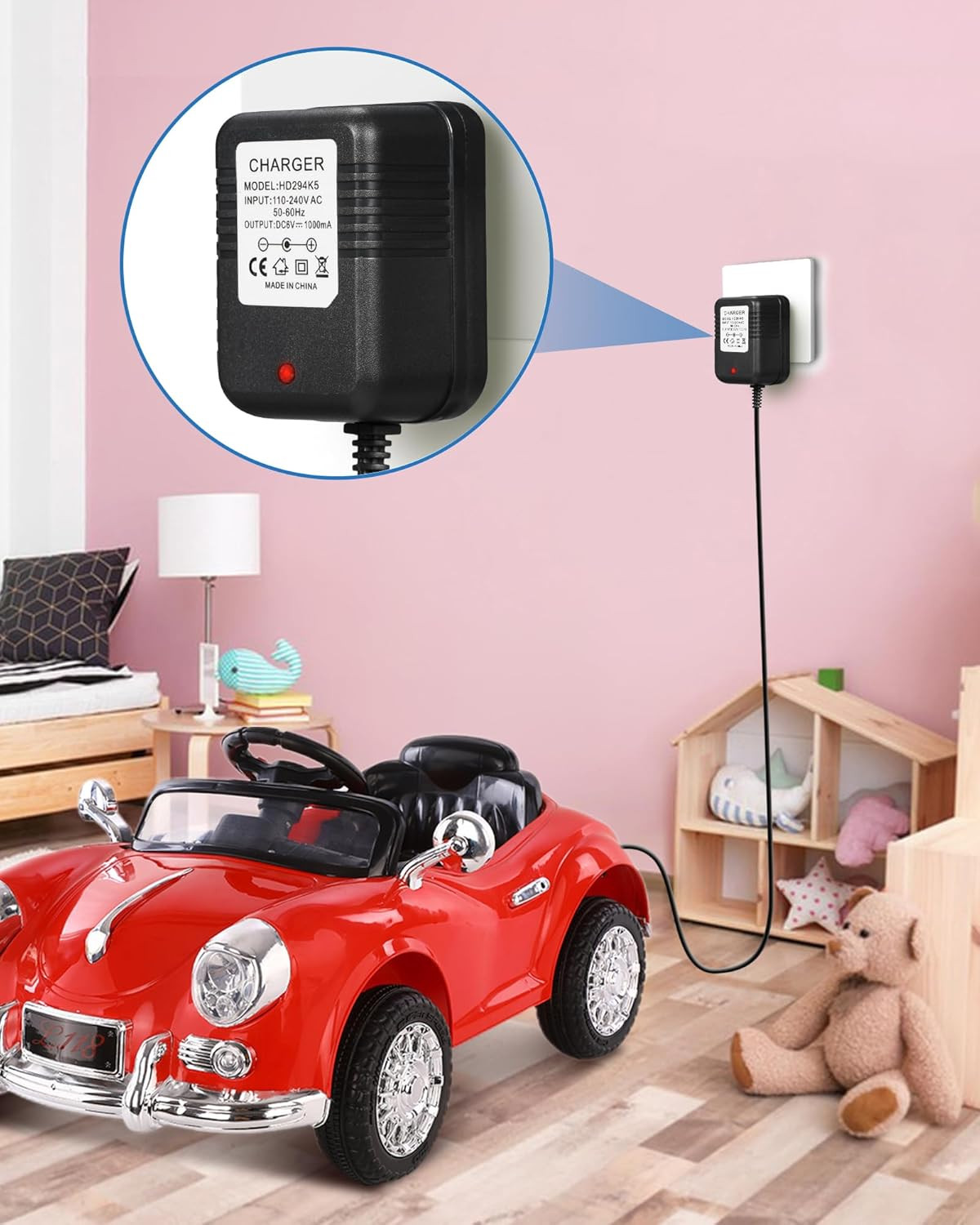 6 Volt Charger for Flybar/Kidzone Bumper Car Replacement Chargers for Kids Ride