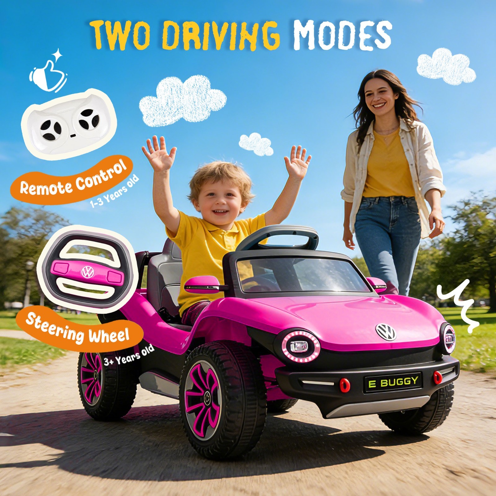 12V Kids Ride on Car Licensed Volkswagen Beetle Electric Toy W/ Remote Music LED