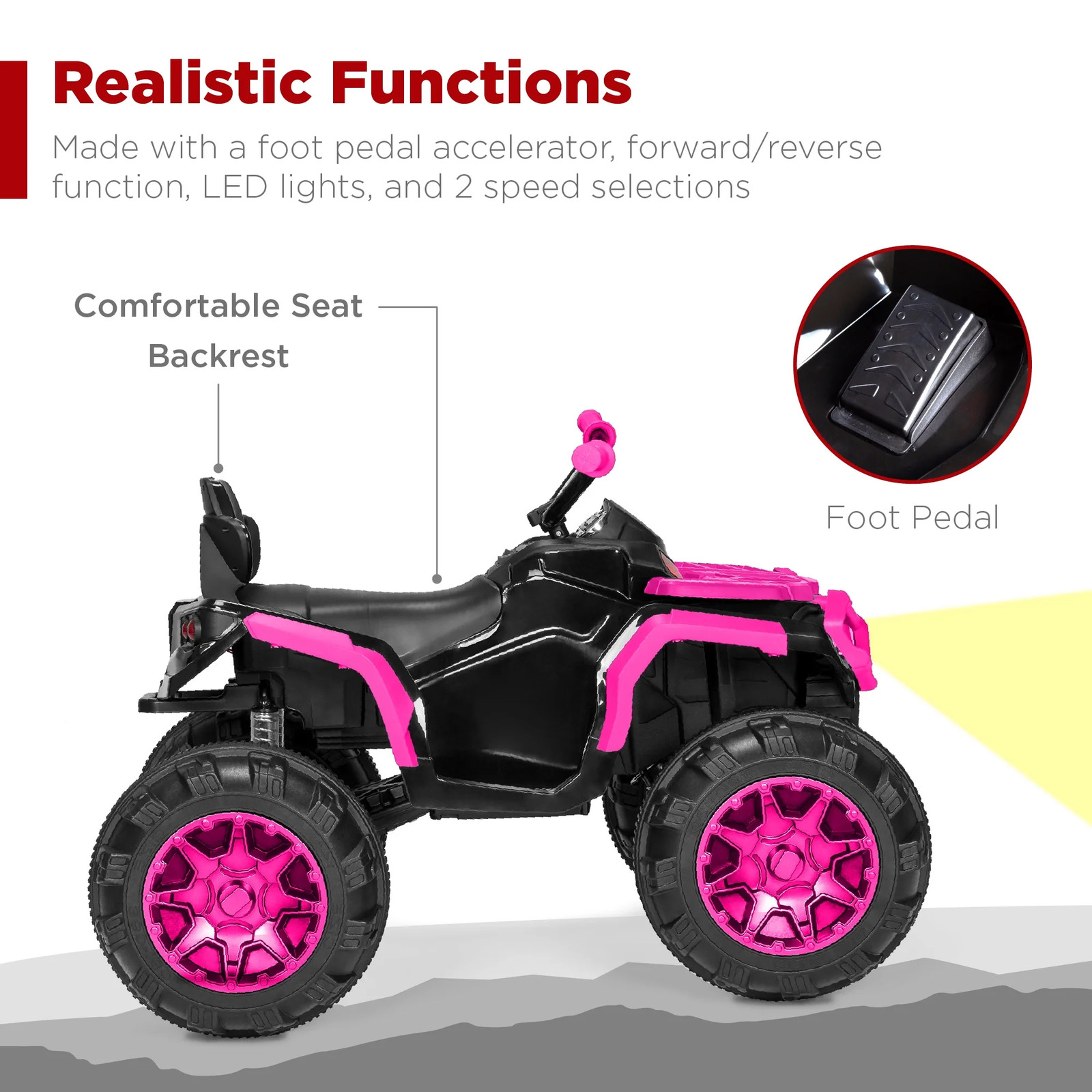 Best Choice Products 12V Ride-On ATV Quad w/ Bluetooth, 3.7mph Max, Treaded Tir