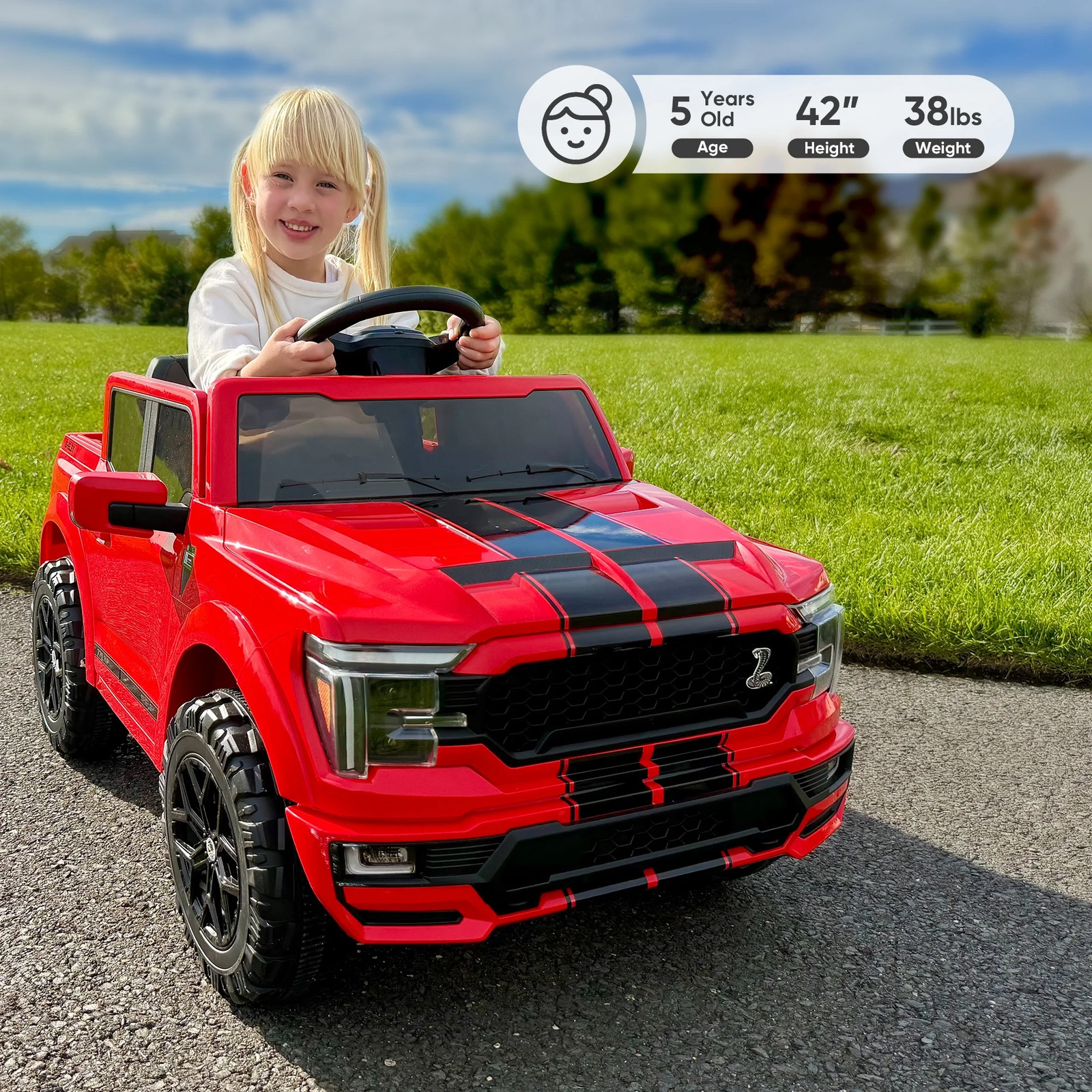 Electric Licensed Ford-Shelby F-150 12V Ride on Truck Kid Car Toddlers Remote Re
