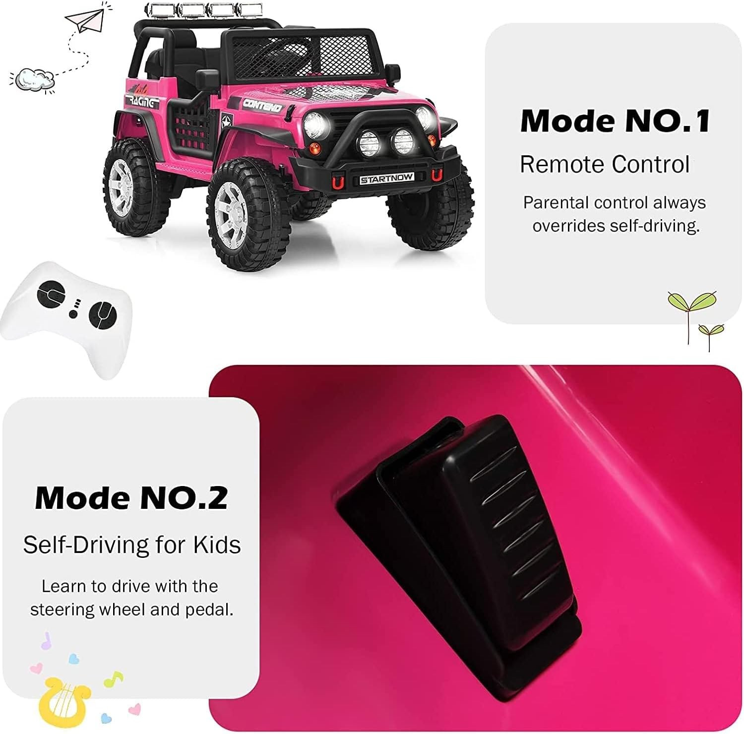 12V Kids Ride On Truck 2 Seater Electric Vehicle Car Jeep Toy W/ Remote Control