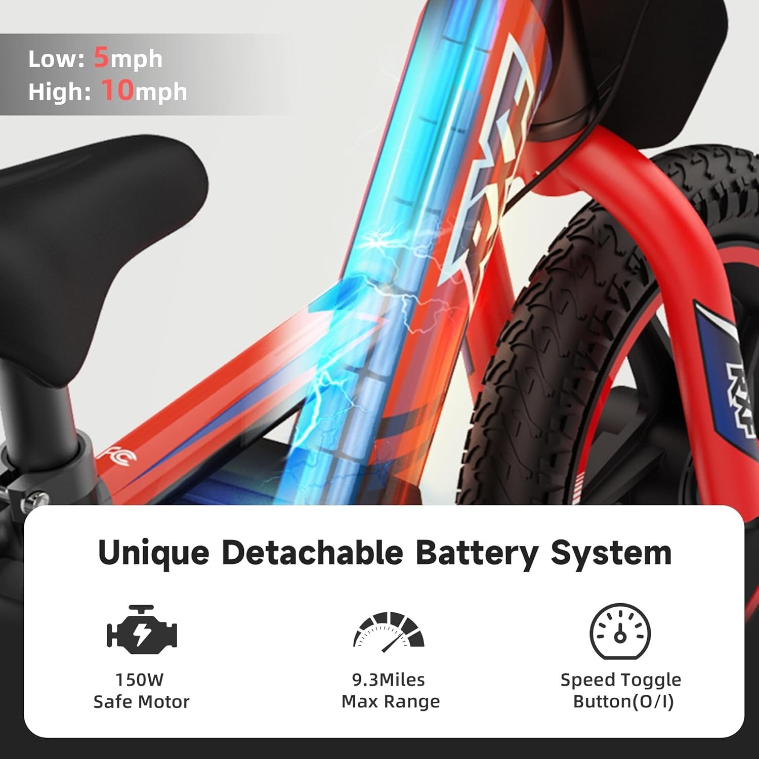Lightweight Electric Motorcycle for Kids, 150W Up to 10MPH, 24V Detachable