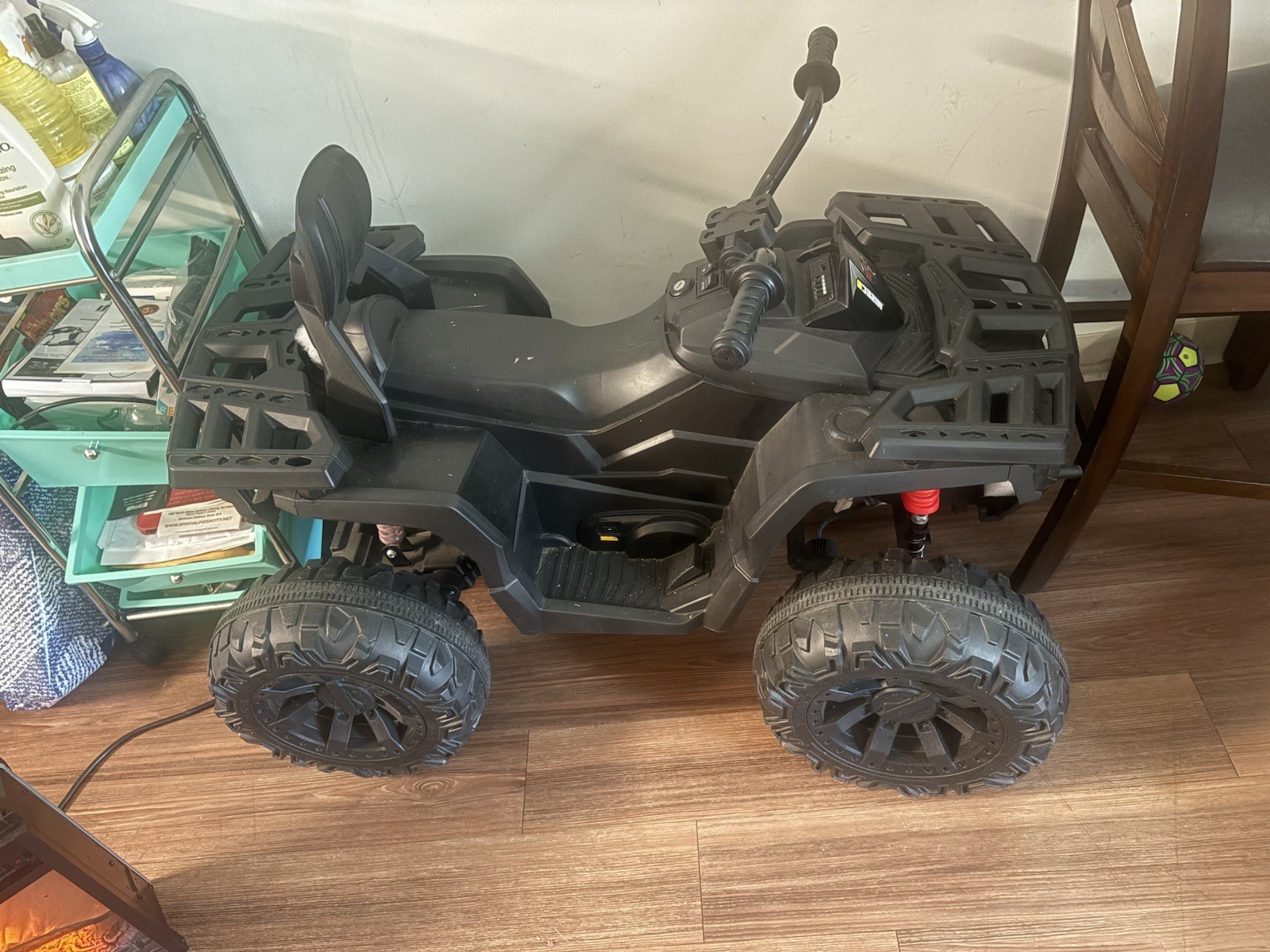 Black Battery Operated Ride-On ATV Toy Vehicle for Kids Ages 3-7 Cars Theme
