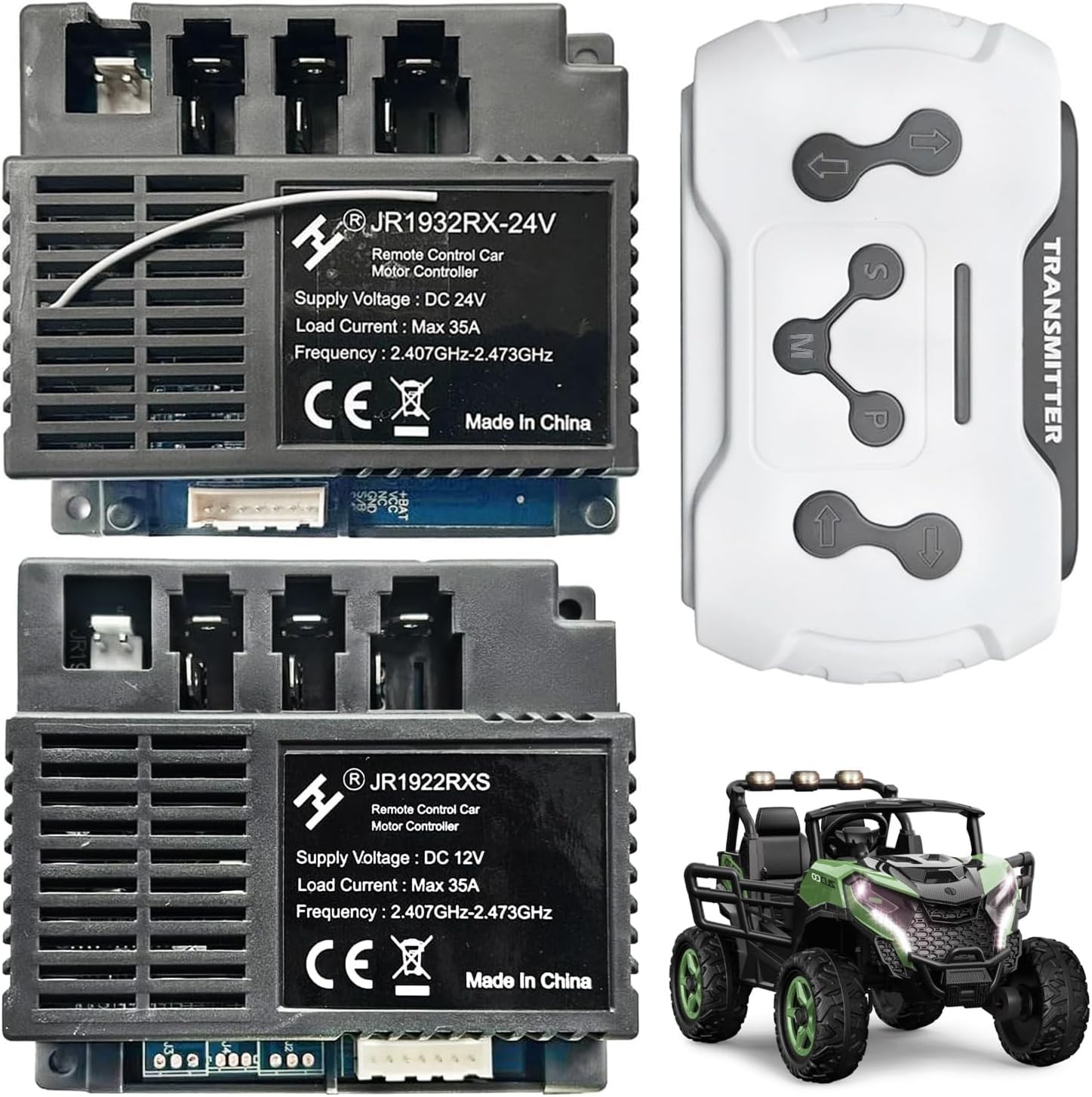 JR1932RX-24V Power Wheels Control Box with Remote Control,24Volt High Power Rece