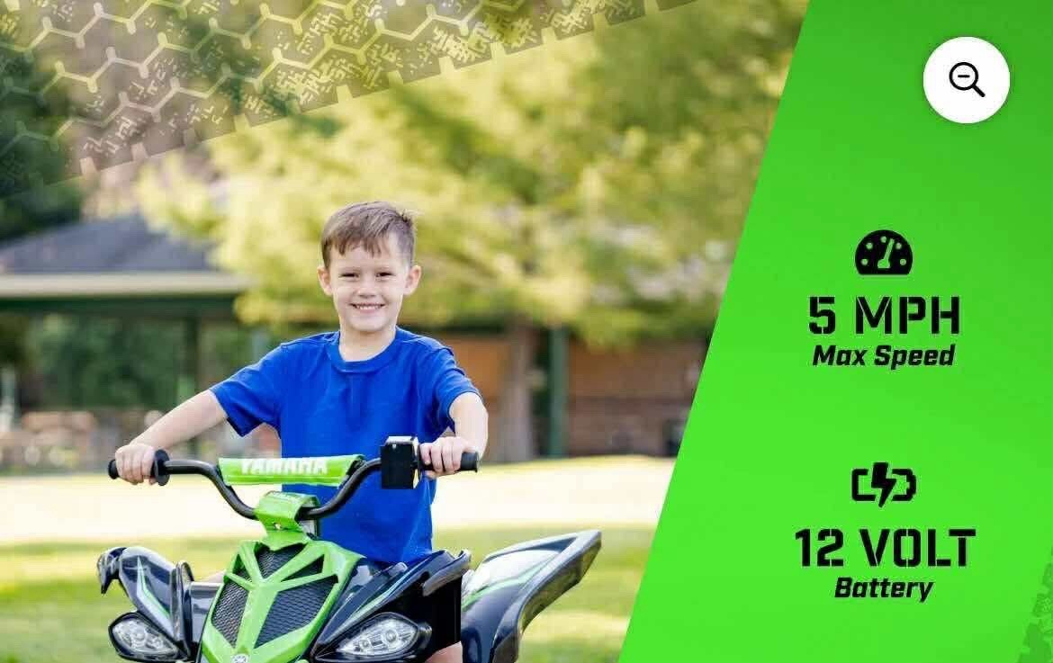 Yamaha Raptor ATV 12V All-Terrain Battery-Powered Ride-On, Blue, Ages 3+
