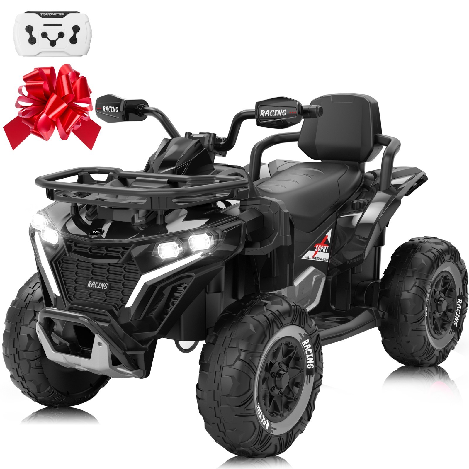 24V 4WD Kids ATV 2-Seat Ride On Car w/Remote Bluetooth USB Headlights EVA Tires