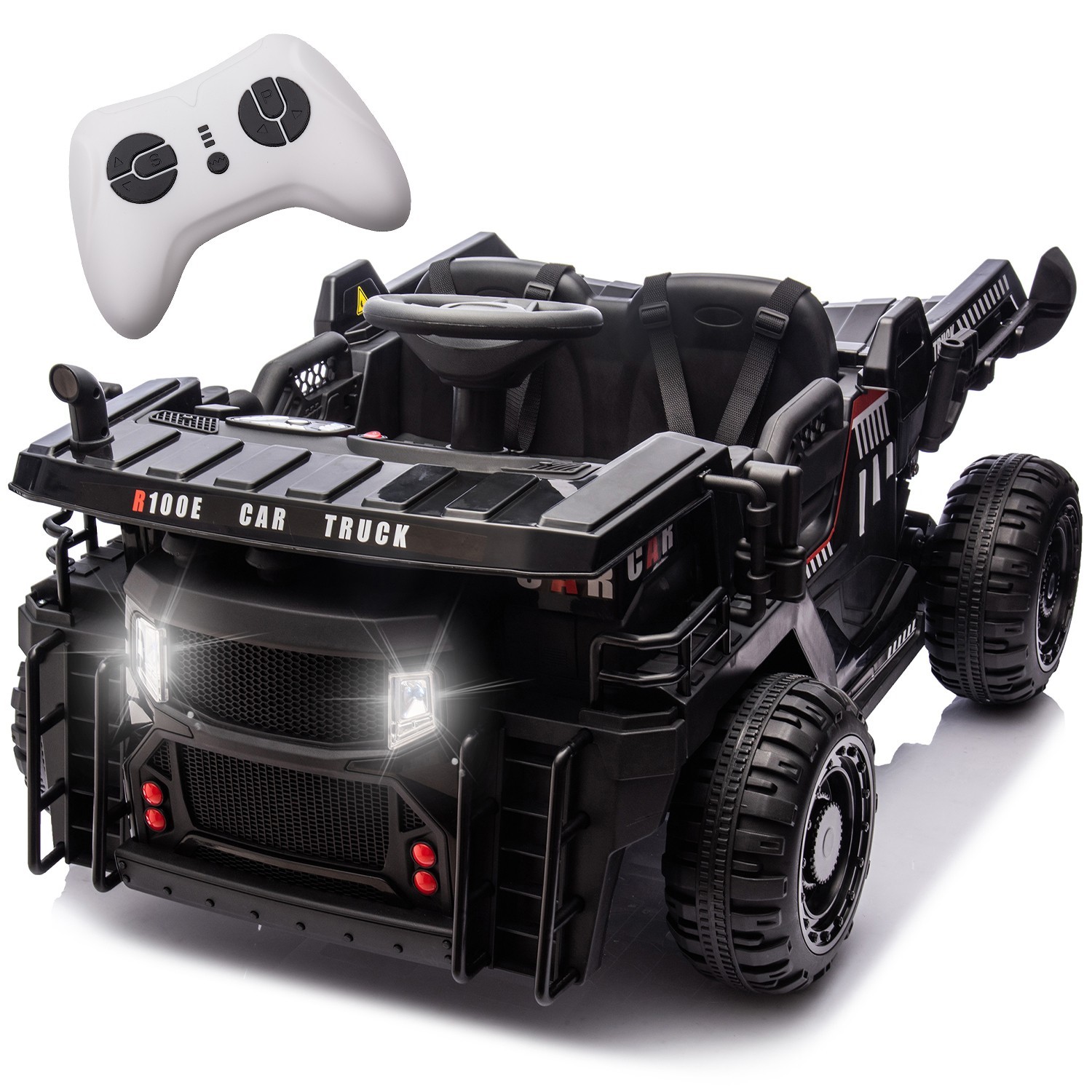 24V 2 Seater Kids Ride On Electric Car w/Remote,Dump Truck for Boys Girls, Black