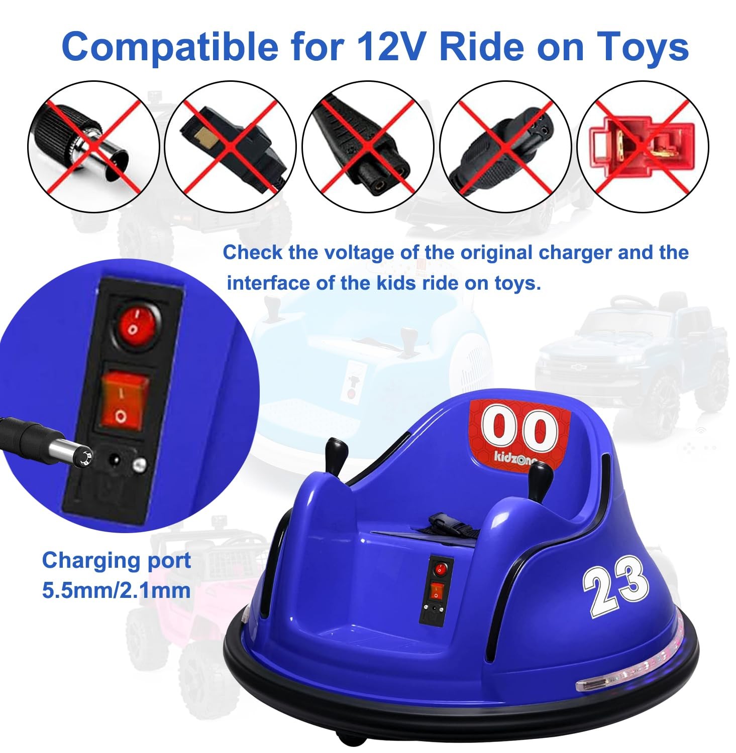 12 Volt Battery Charger for Ride on Toys, 12V Kids Ride on Truck Toy Cars Cha…