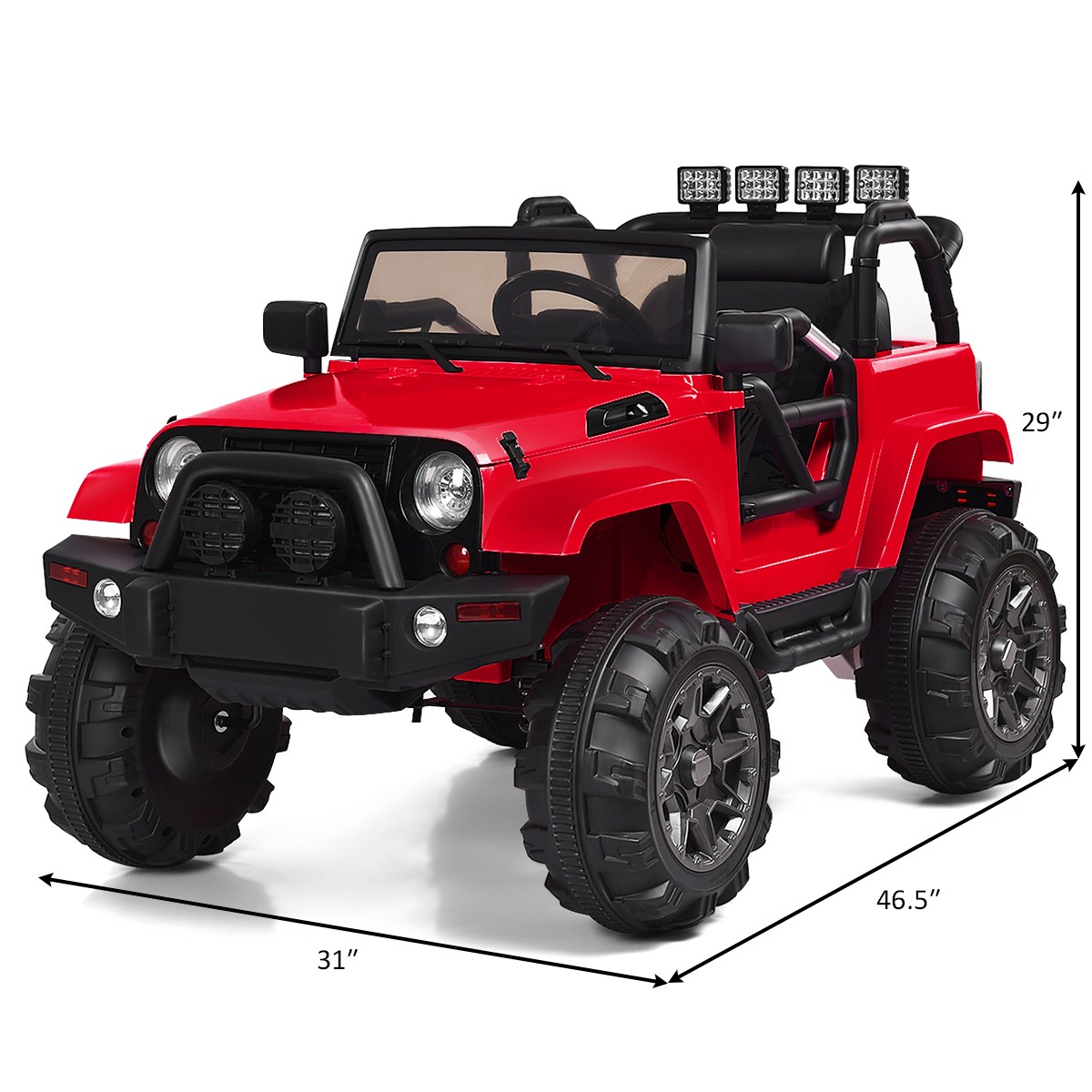 Costway 12V Kids Ride On Truck Car w/ Remote MP3 Music LED Light Red