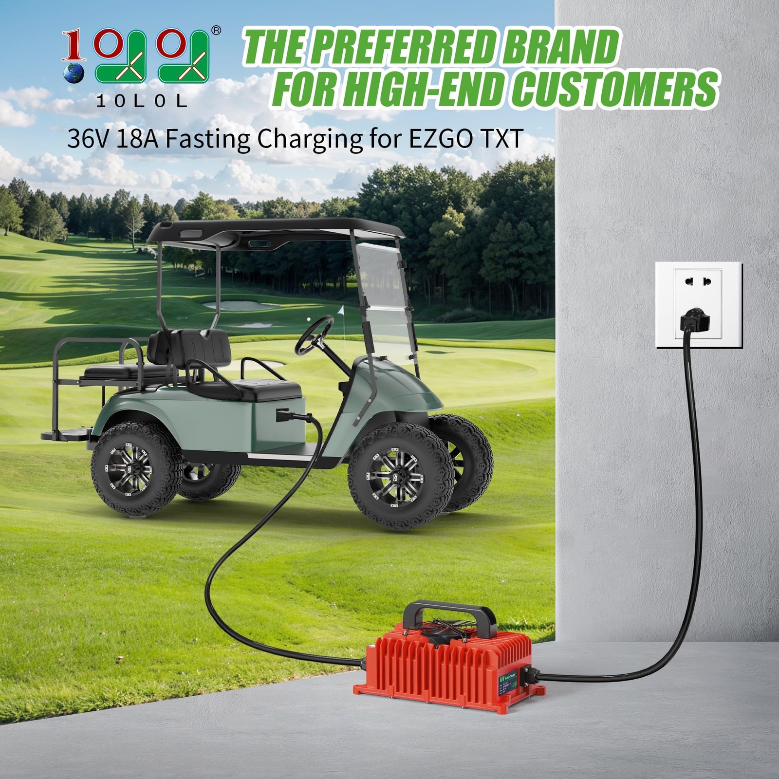 18 AMP 36 Volt Golf Carts Battery Charger with D Style Plug for EZGO TXT for …