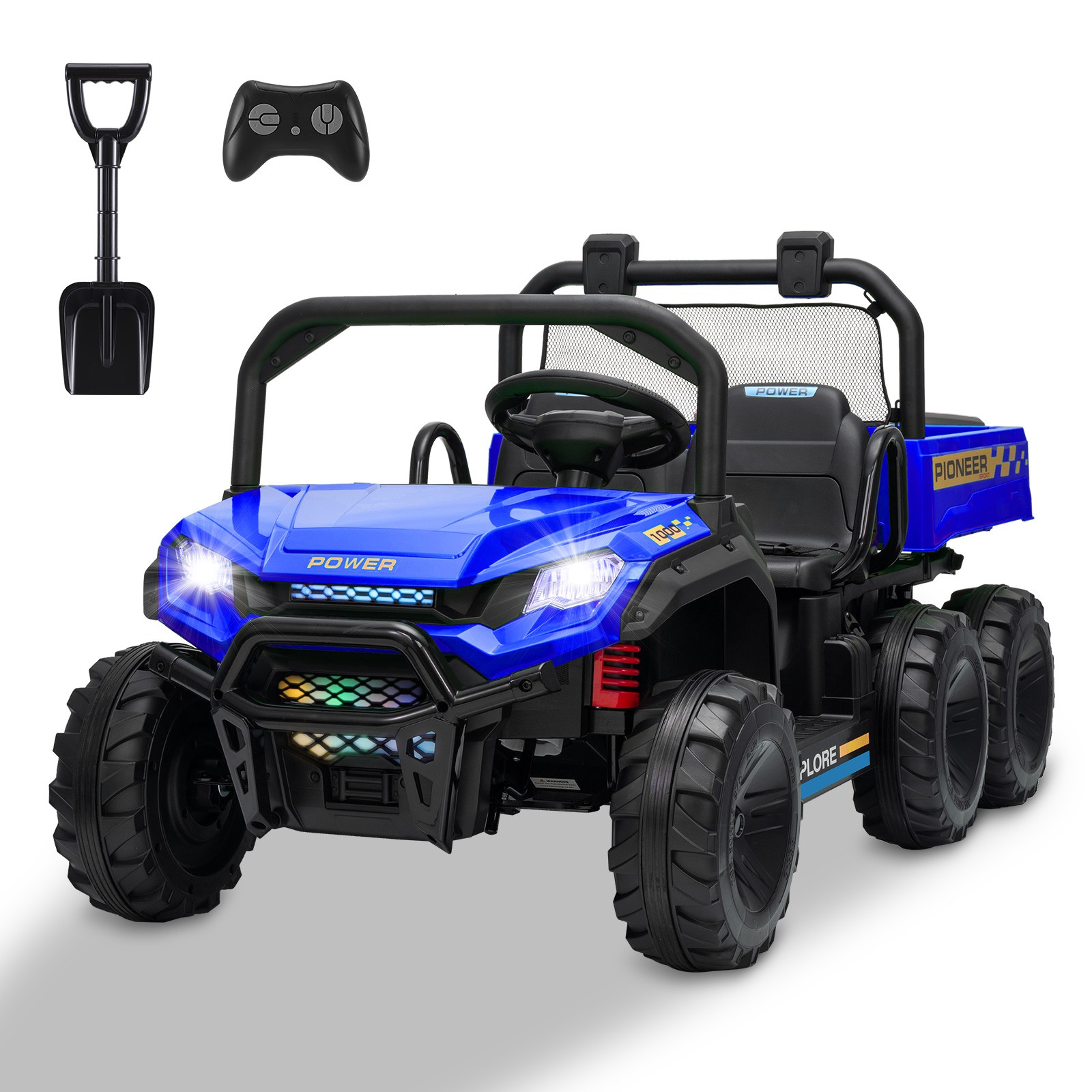 24V 2 Seater Ride on Dump Truck 4WD 6-Wheel Electric Car w/Remote Dump Bed Gift