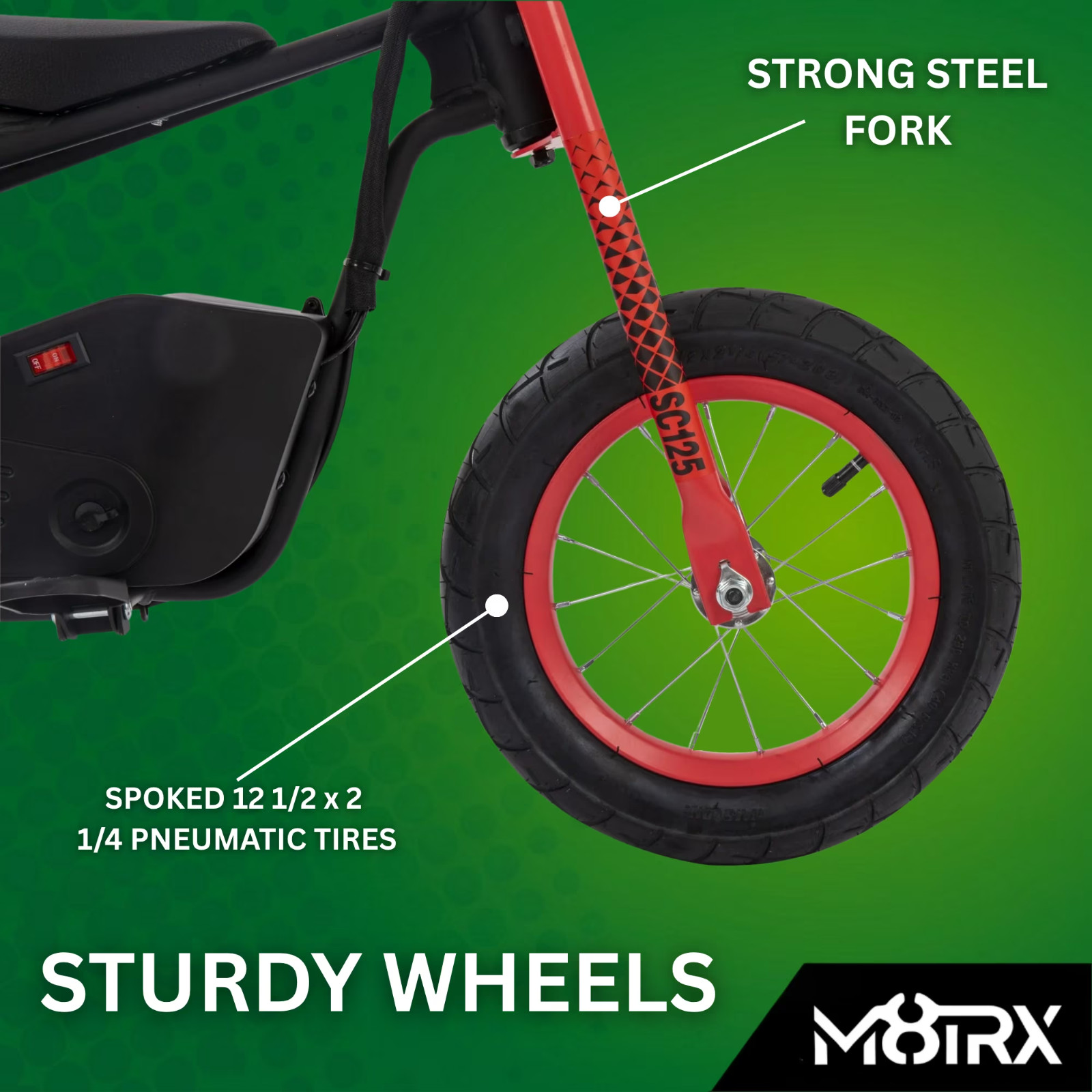 Kid’s 12V Electric-Powered Street Cruiser Bike Ride-On Toy, Ages 5+, Red
