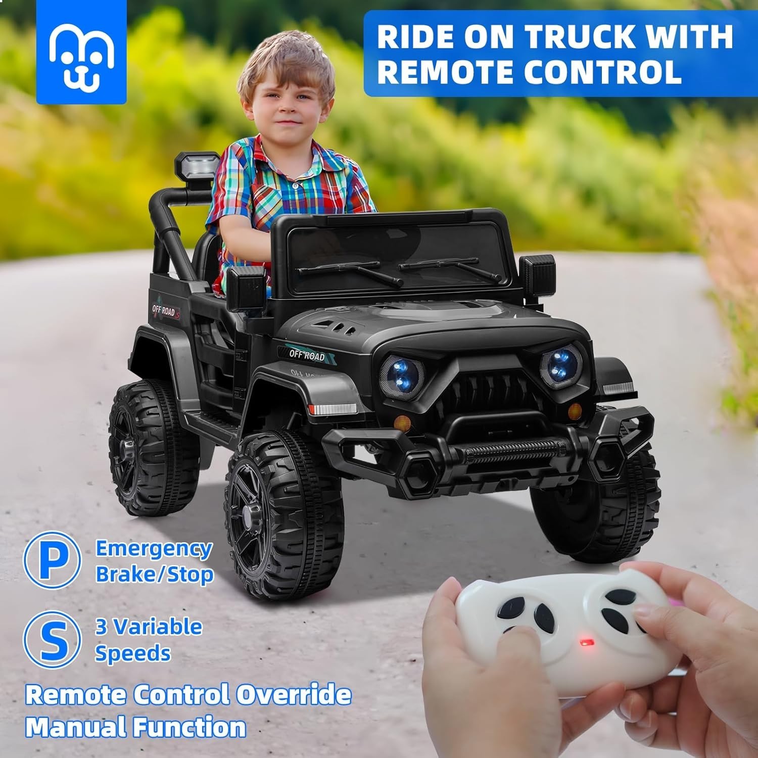 12V Kids Electric Ride on Truck Car Remote Control, Twin 35W Motors 3.5MPH Max S