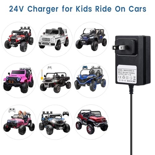 24V Battery Charger for Kids Ride On Car Toys, 24Volt Charging Cable with