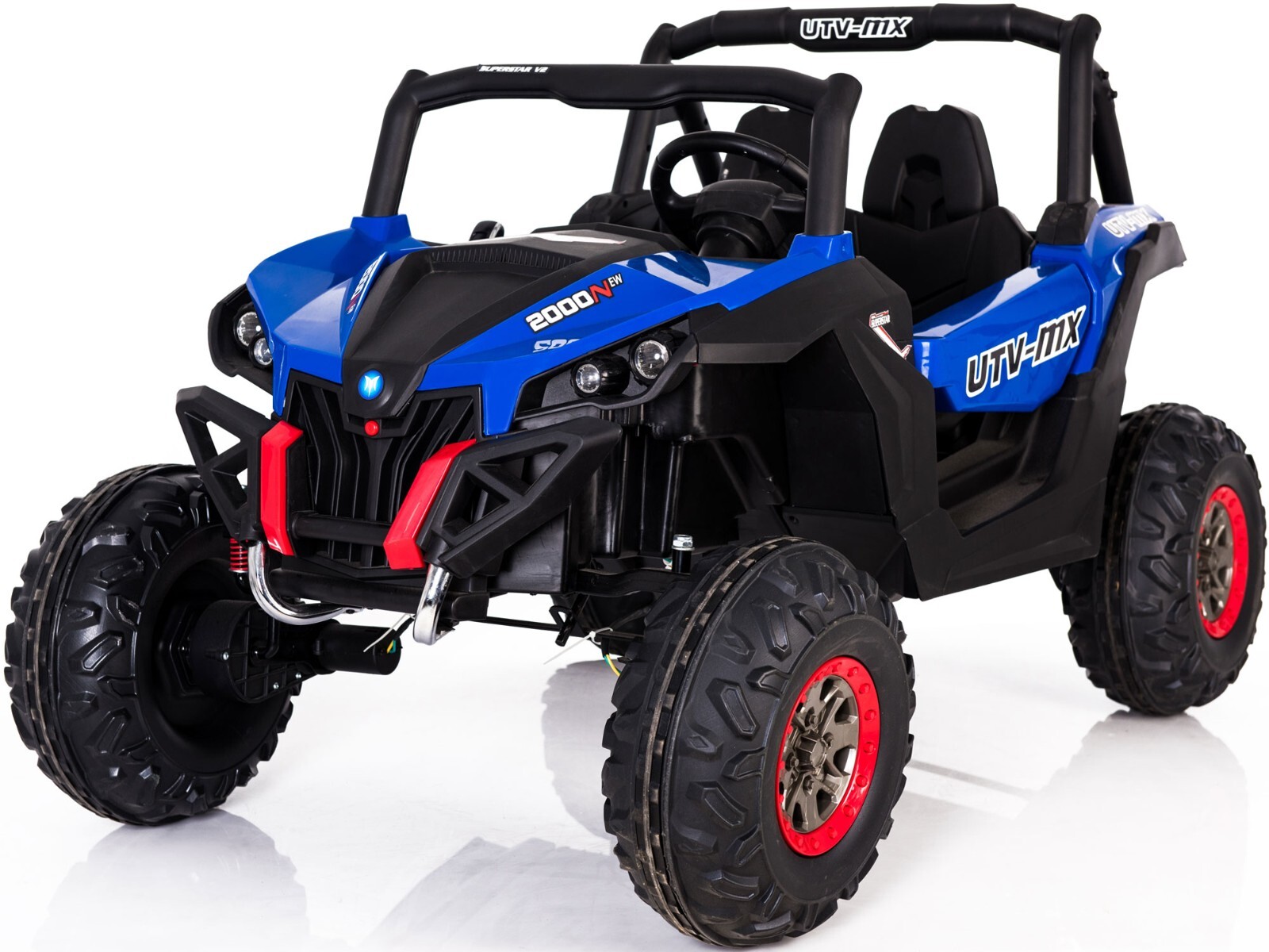Mini MotoTec UTV 4×4 12v Blue (2.4ghz RC) Two Seater Electric – Ride On Toddler✅