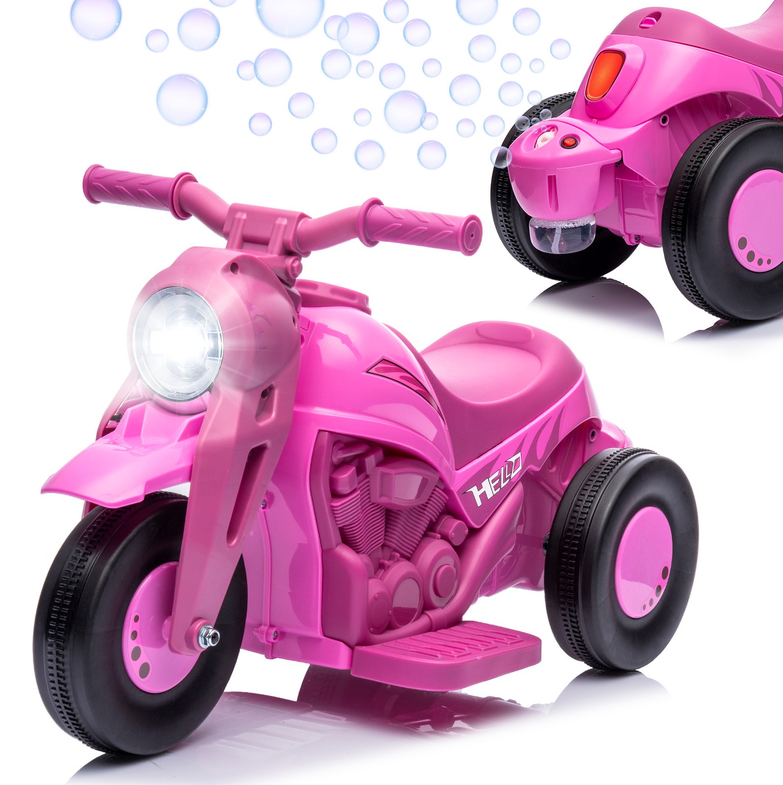 Garvee Kids 3 Wheels Motorbike 6V Ride on Bubble Car Electric Motorcycle Toys