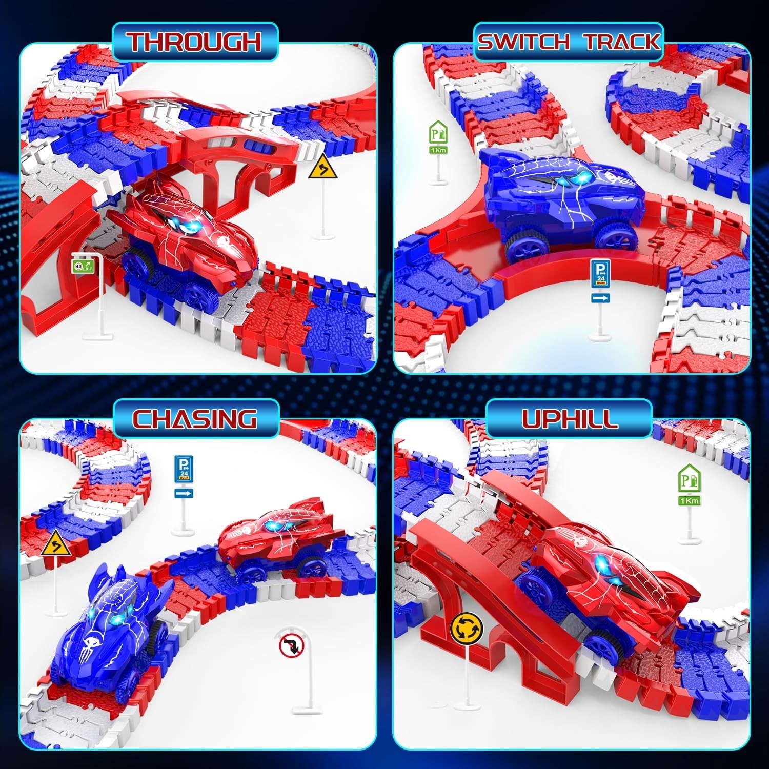 Spider Toys for Boys 4-6, Create A Spider World Road Race Tracks with 2 Cool …