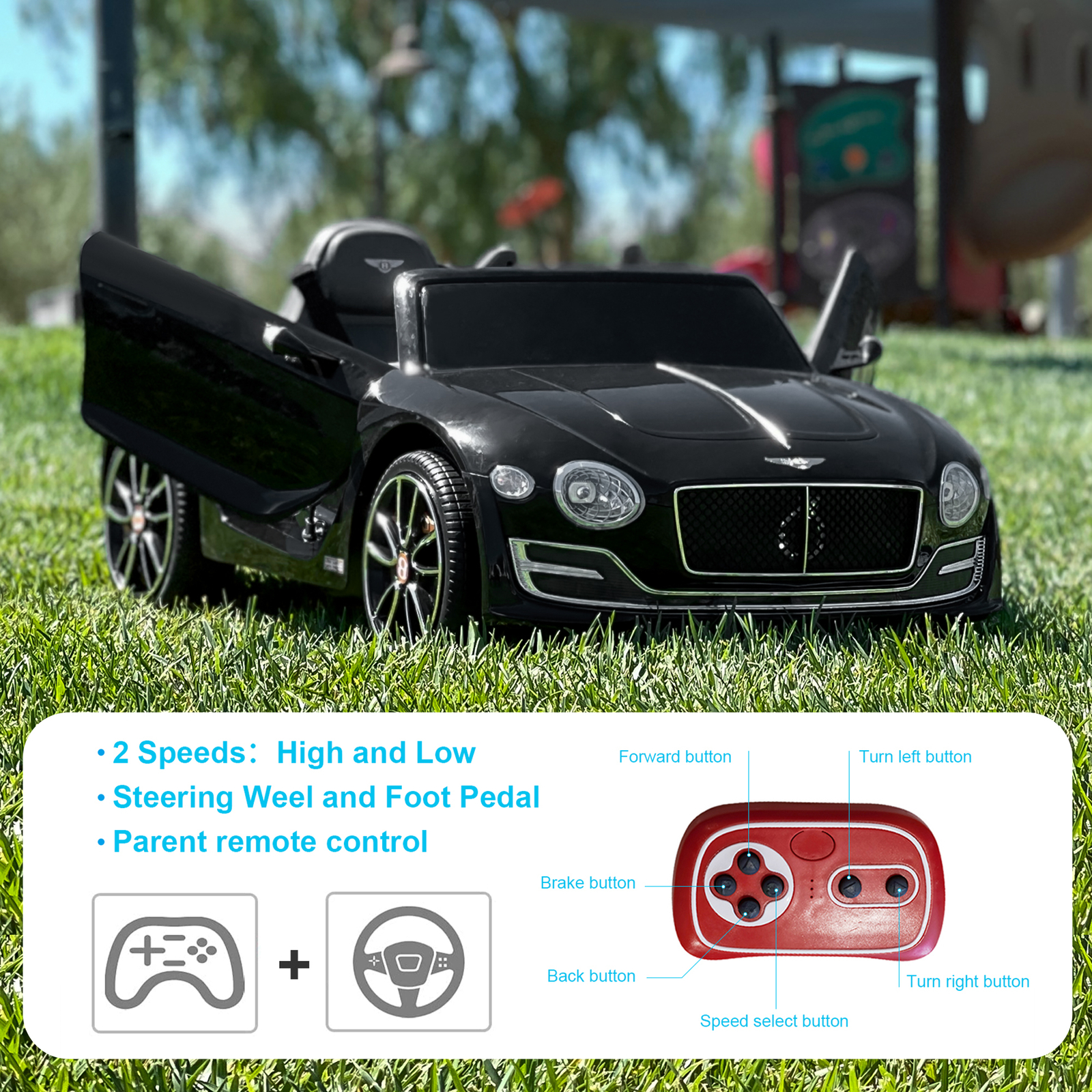 12V Electric Kids Ride on Car Bentley Licensed Style Child Toy Car W/Remote +LED
