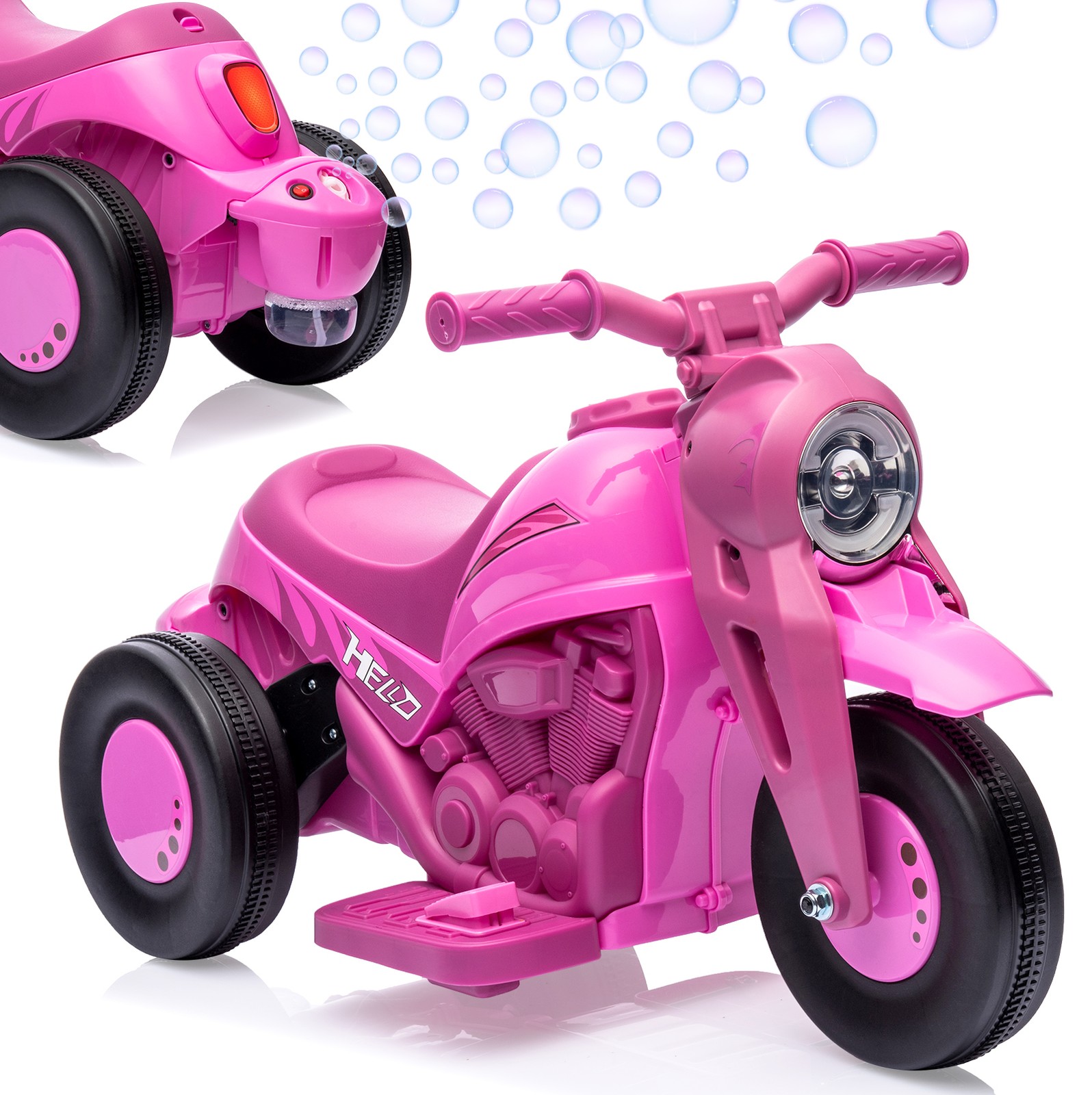 Garvee Kids 3 Wheels Motorbike 6V Ride on Bubble Car Electric Motorcycle Toys