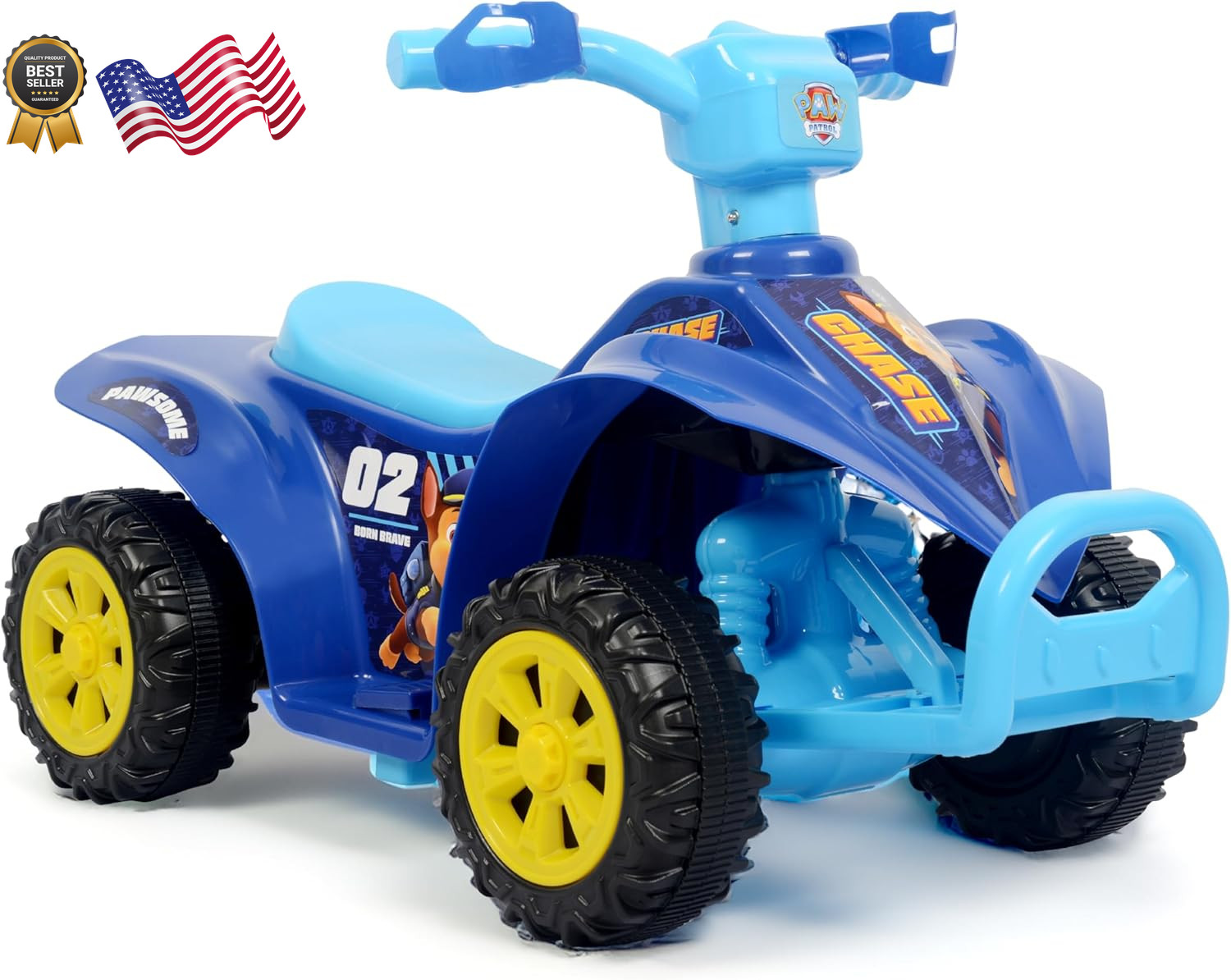 Paw Patrol Chase 6V Quad for Kids Powerful and Safe Ride-On Toy W Rechargeable