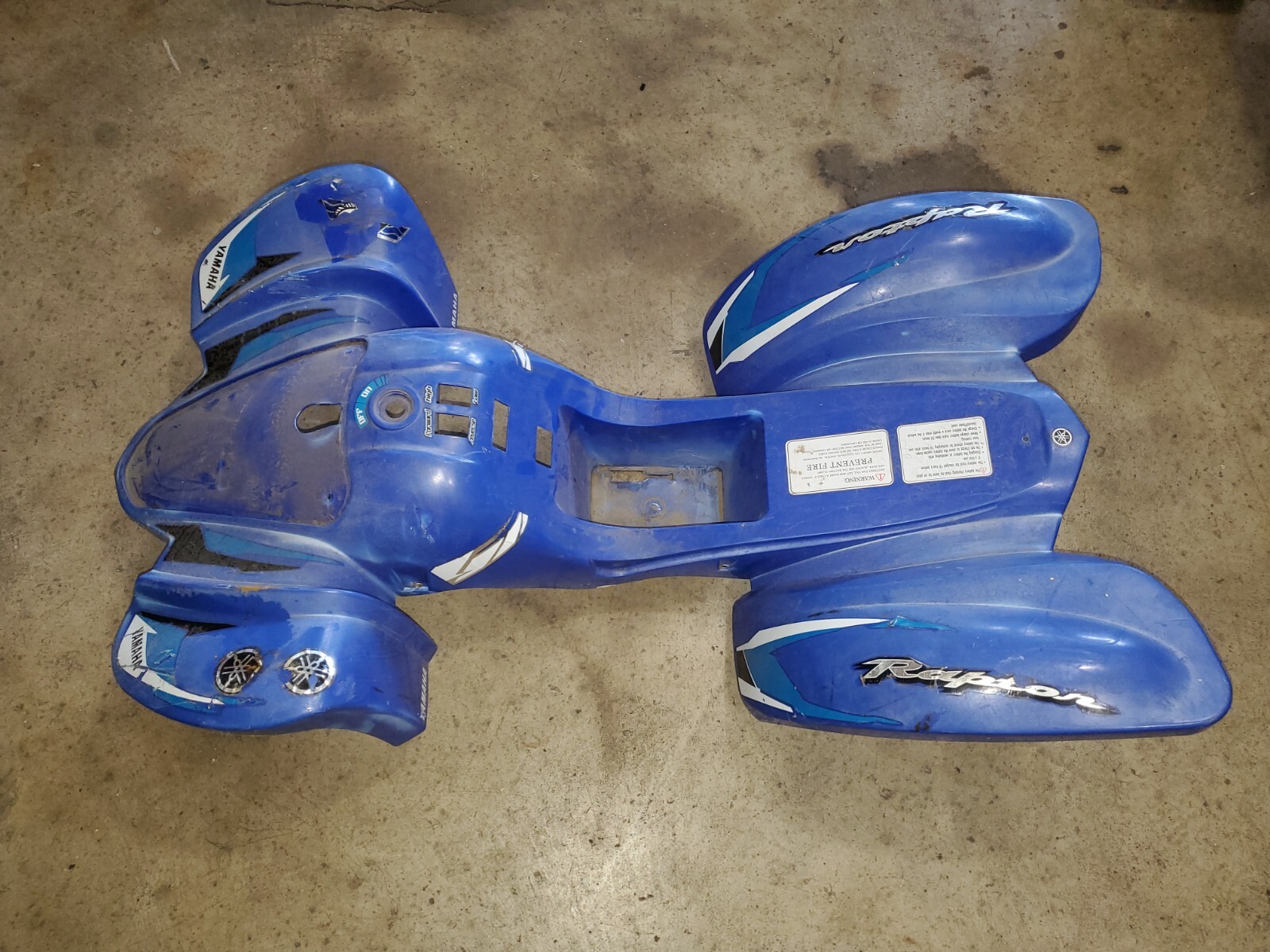 12V Yamaha Raptor Dumar Power Wheels Kids ATV Blue Plastic Body Fenders