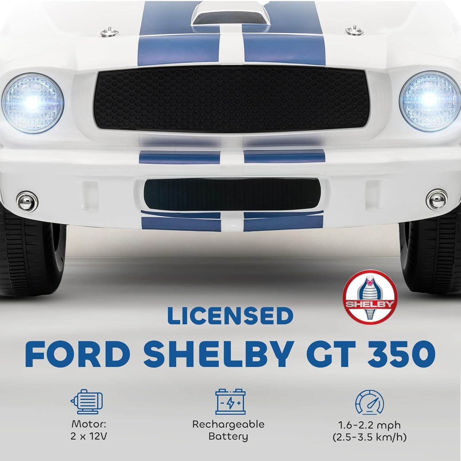 Qaba Licensed Ford Shelby GT 350 Kids Ride On Car, 12V Battery Powered Electric