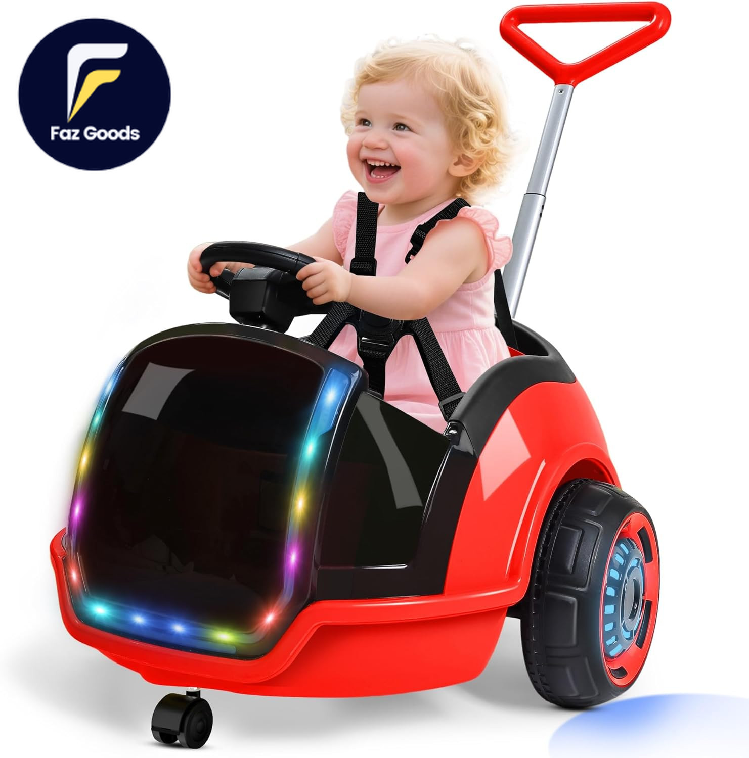 3-In-1 Electric Push Ride on Car 12V Kids Ride on Toy W/Remote Control, 360° Spi