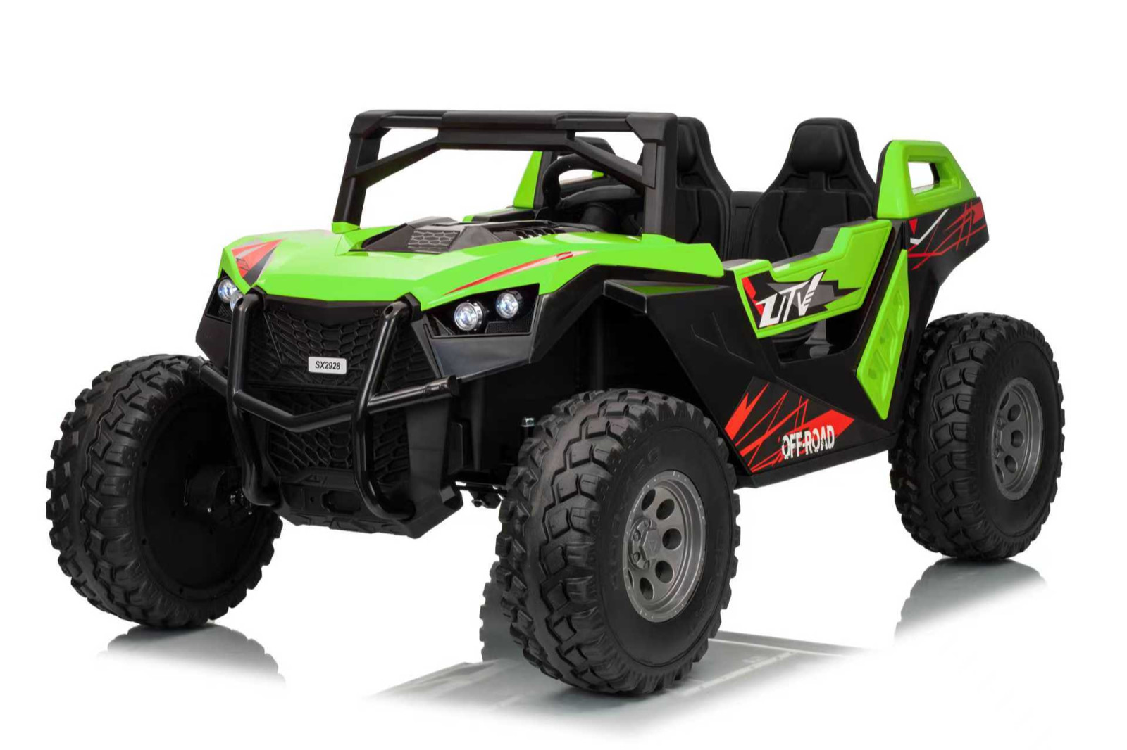 XXXL 24v Kids (3-8) Dune Buggy AWD 2 Leather Seats W/ Rubber Wheels AC & TV & RC